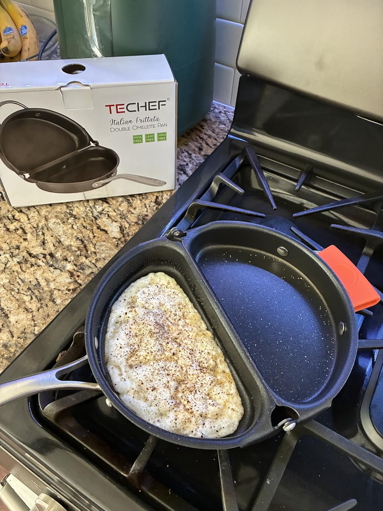 TECHEF - Frittata and Omelette Pan, Nonstick Double Sided Folding Egg Pan, Made in Korea (PFOA Free) (Black) customer photo 1