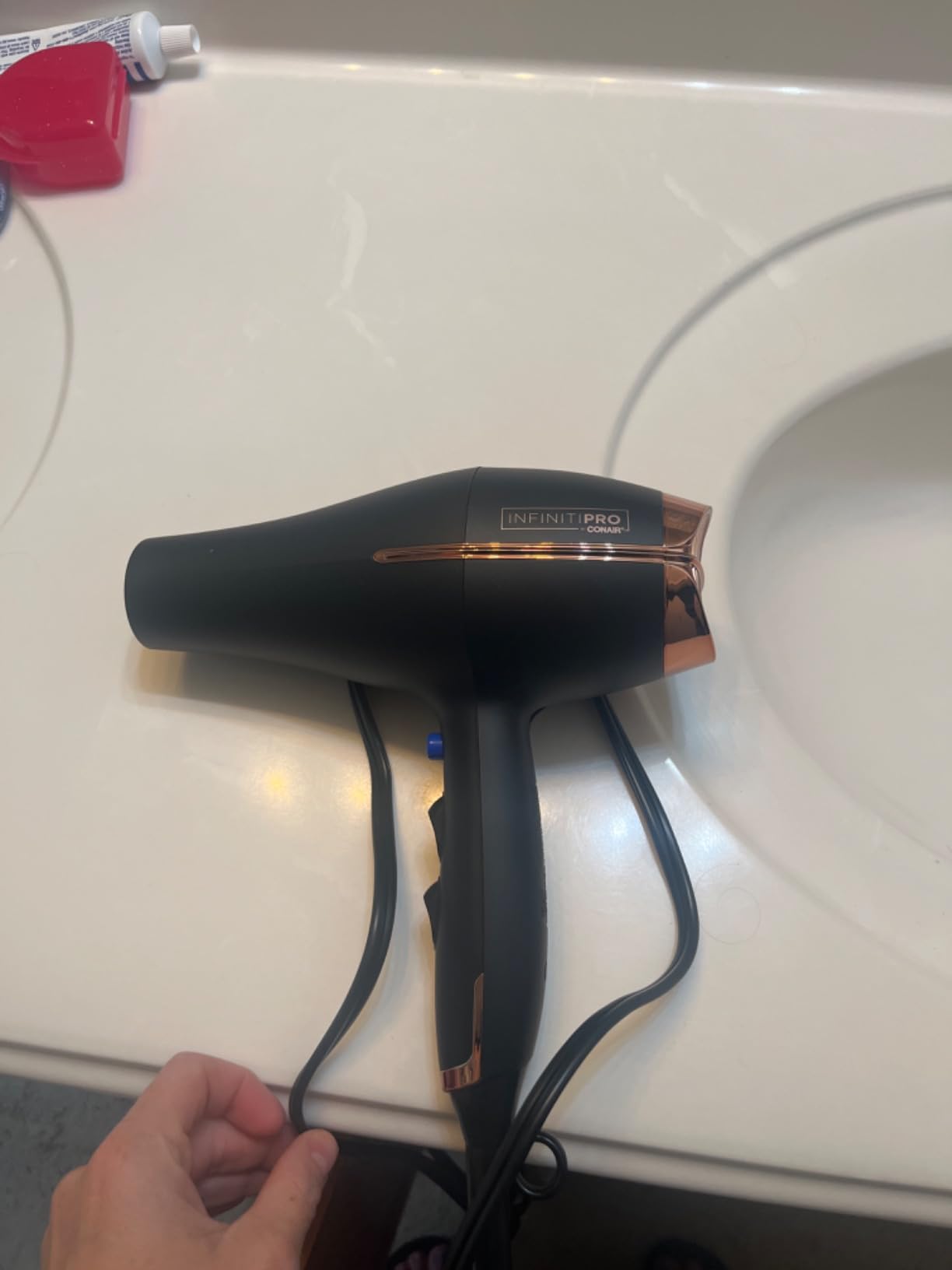 Conair InfinitiPRO Hair Dryer with Diffuser & Concentrator, 1875W, Black | Ceramic blow dryer for all hair types with no-slip grip, multiple heat/speed settings, and a 6-foot cord for flexible styling customer photo 2