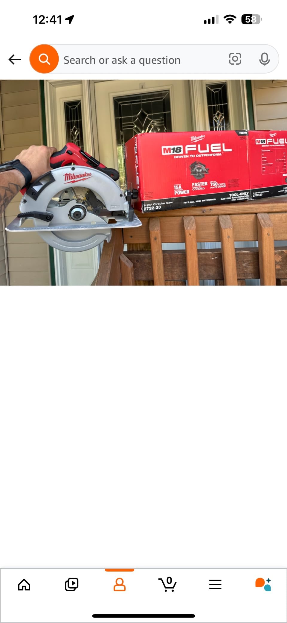 Milwaukee 2732-20 M18 Fuel 18 Volt Lithium-Ion 15 Amp 7-1/4 Inch Cordless Circular Saw (Tool Only) (Non-Retail Packaging) customer photo 1
