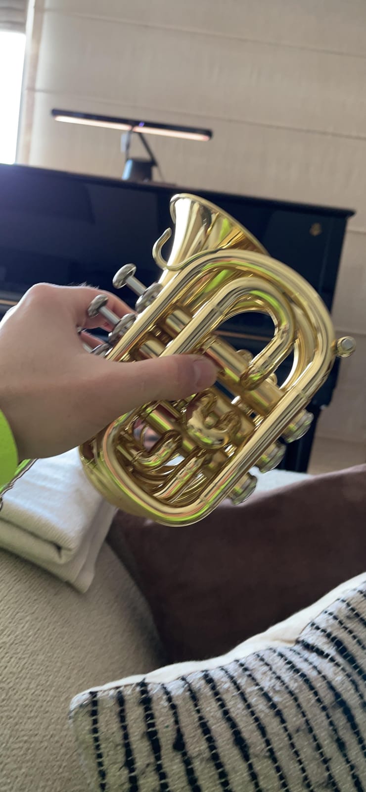 Bb Mini Pocket Trumpet | B-flat Travel Trumpet with Quality Lacquer Finish, Exclusive Mouthpiece, Valve Oil, Gig Case & More | Effortless Playing for Kids and Beginners (CPT-1000-YSS-Bb-L) customer photo 1