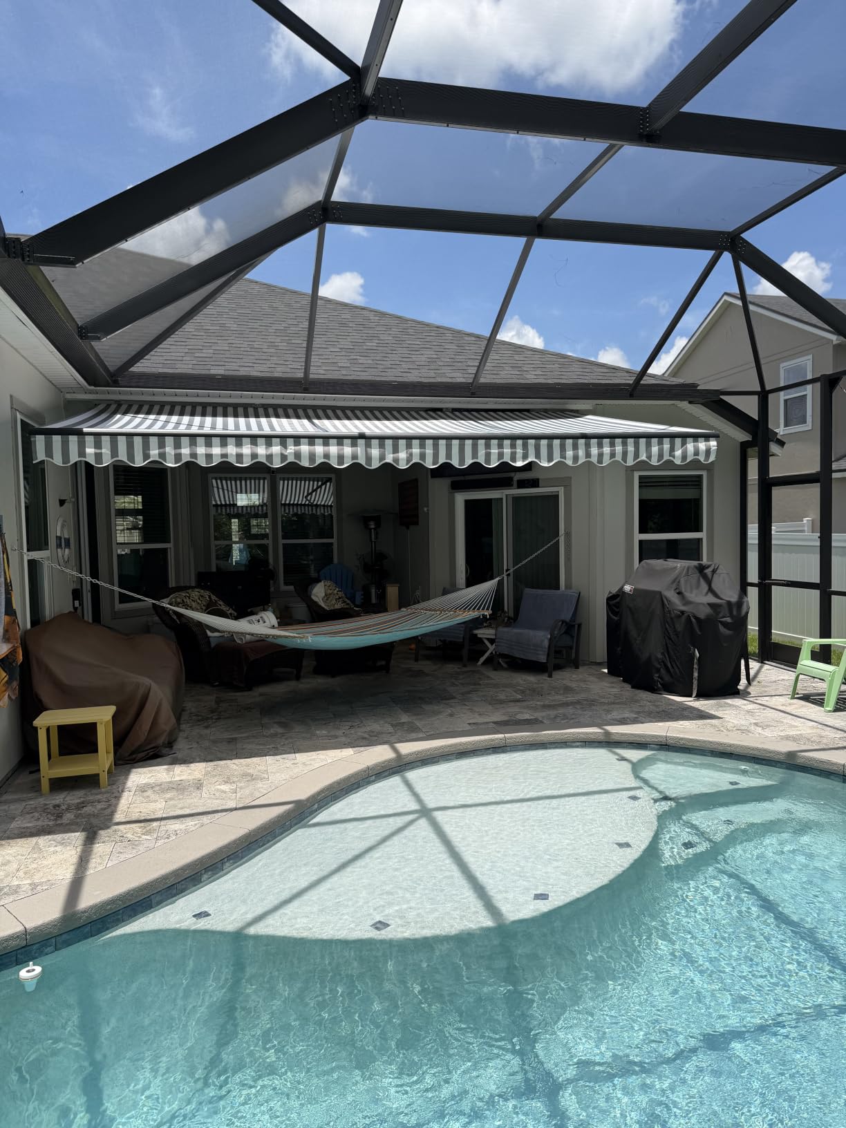 ALEKO Electric Patio Awning Caribbean Black Frame 16x10 Desert Sand | Retractable sunshade for decks and balconies, remote-controlled extension, water-resistant fabric, rust-free aluminum frame customer photo 2