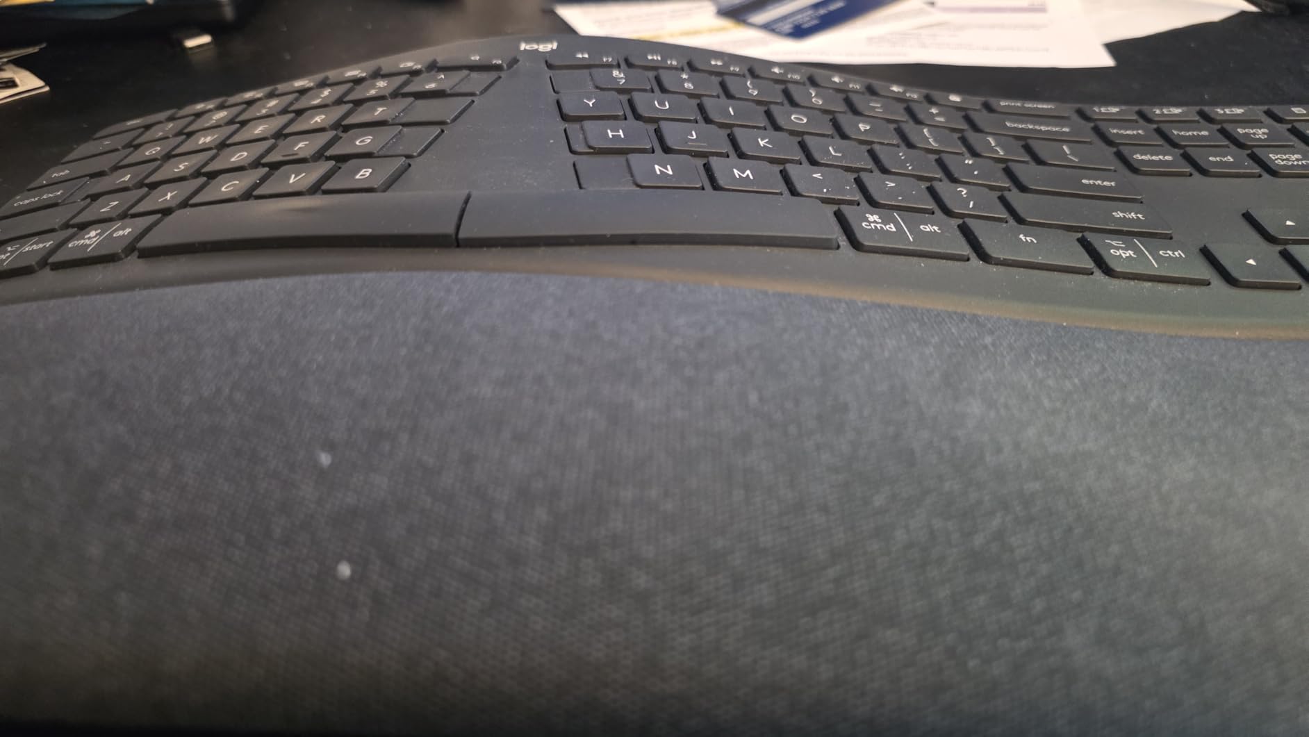Logitech Ergo K860 Wireless Ergonomic Split Keyboard with Wrist Rest | Curved split keyframe, pillowed wrist rest, Bluetooth, USB connectivity with included USB Receiver, Windows Mac compatible customer photo 2