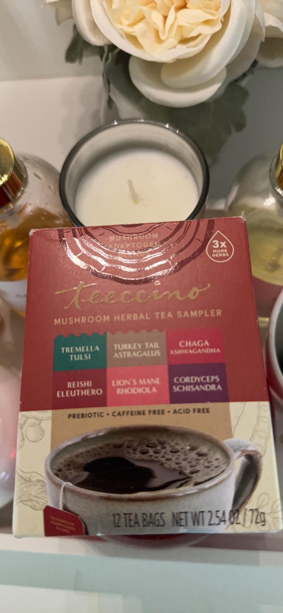 Teeccino Mushroom Herbal Tea - Mushroom Adaptogen Tea Sampler - 12 Tea Bags - Support Your Health With Mushrooms and Adaptogenic Herbs, Prebiotic, Caffeine Free, Acid Free customer photo 2
