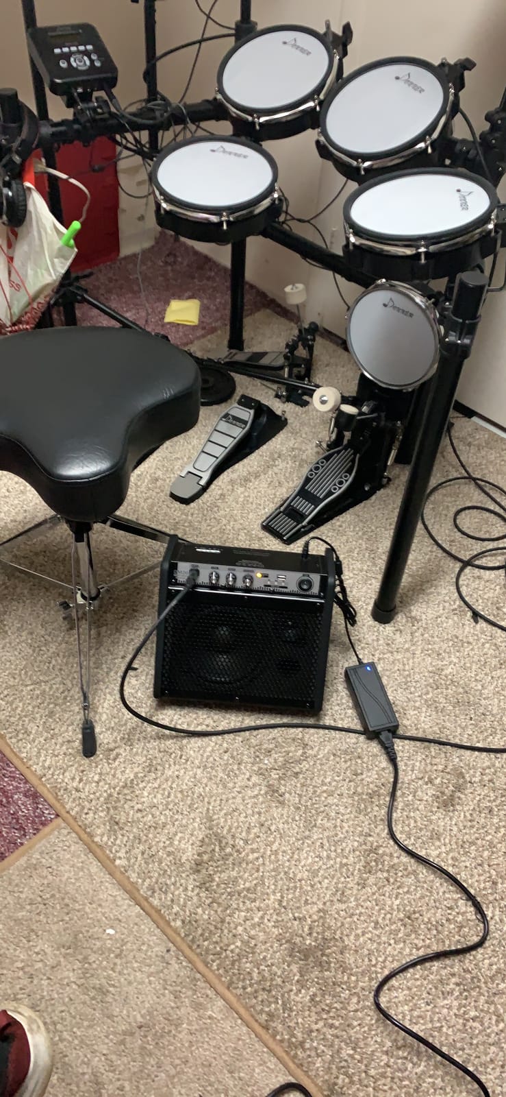 Coolmusic DM20 20W Bluetooth Personal Monitor Amplifier Electric Drum Amplifier Speaker,Keyboard Speaker with USB Interface(Including E-Drum Noise-Reduction Cable) (Black) customer photo 1