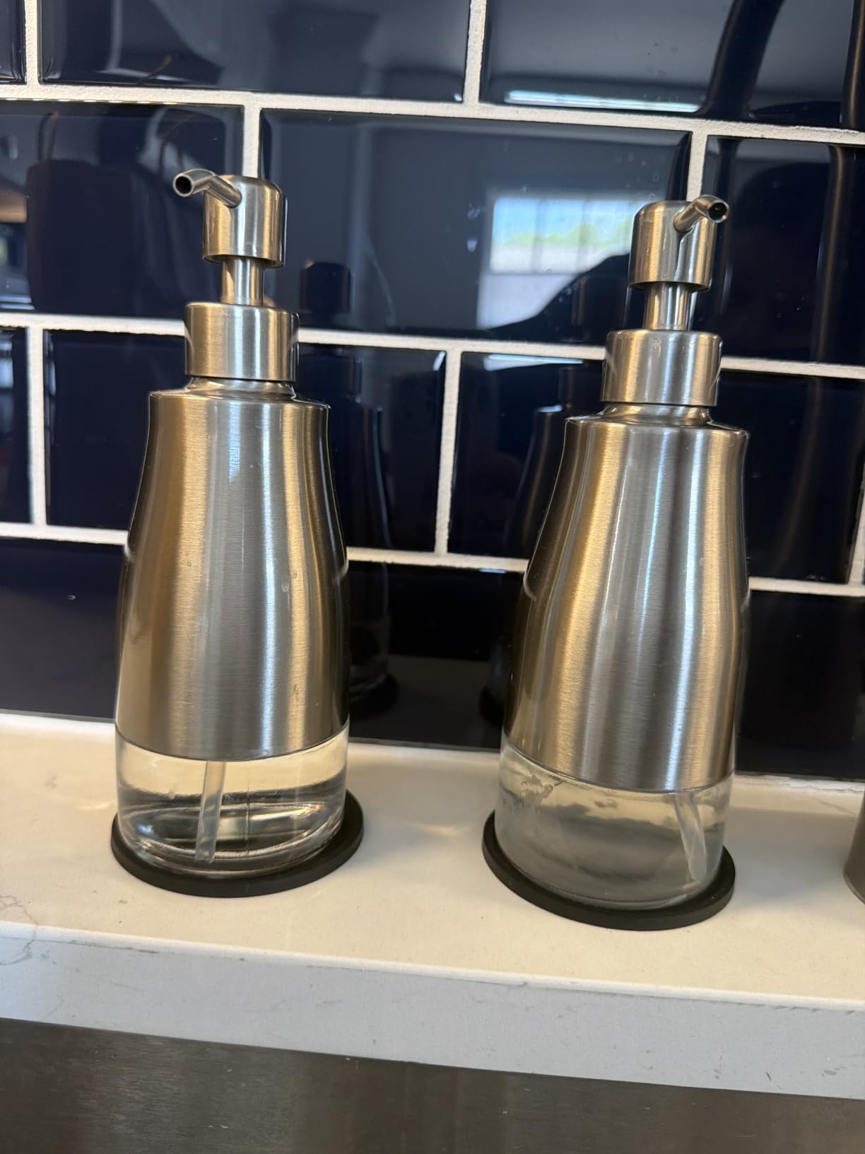 Gaussra Soap Dispenser with Coaster and Stickers - 11 OZ / 320 ML | Brushed Nickel Stainless Steel Case Glass Liner Hand Soap Dispenser, Lotion Soap Dispenser for Bathroom and Kitchen customer photo 1