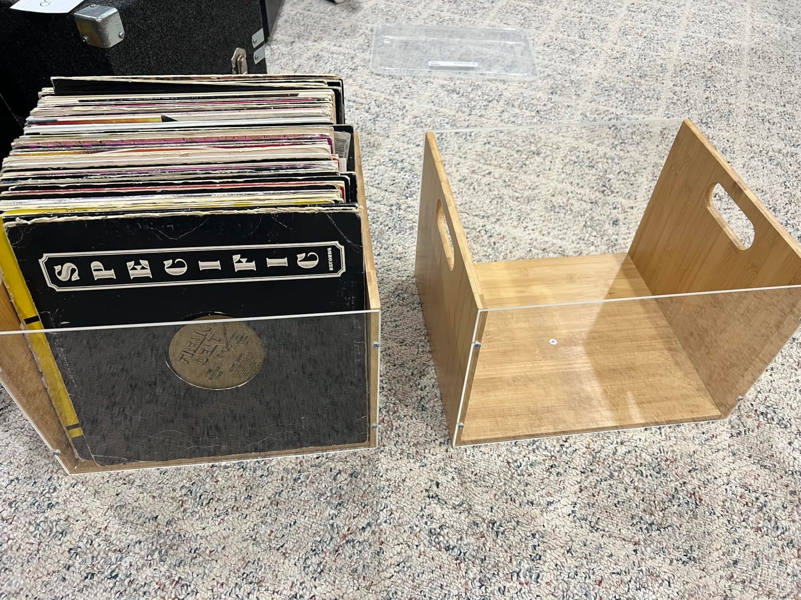 X-cosrack Vinyl Record Storage Crate, Visible Vinyl Record Holder | Acrylic & Bamboo Record Crates with Handle for LP Album Magazine Storage, Cube Box Organizer, Easy Assembly customer photo 2