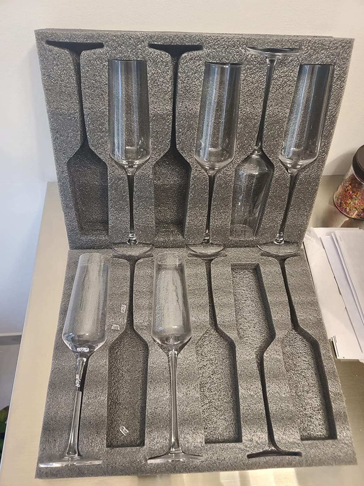 Chouggo Champagne Flutes Glass Set of 6, Hand Blown Glasses - Hand Crafted by Artisans - Premium Crystal - Gift for Birthday, Wedding, Anniversary, Christmas - 8oz, Clear customer photo 1