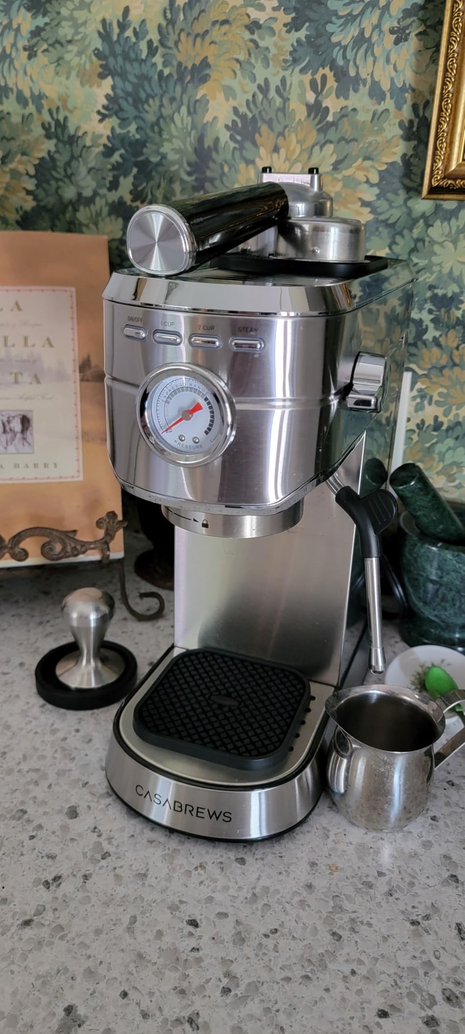 CASABREWS CM5418 Compact Espresso Machine with Milk Frothing Steam Wand | Stainless Steel, 20-Bar Pump, Built-in Pressure Gauge, Powerful Steam Wand for Cappuccino Latte for Home, 34oz Water Tank customer photo 1