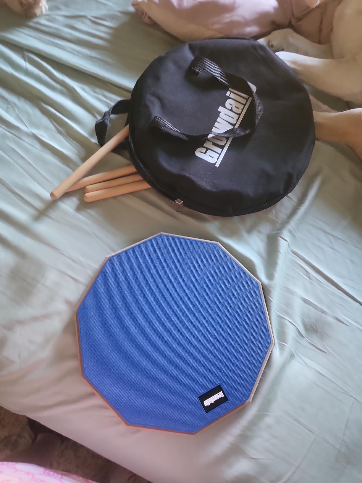 Drum Practice Pad for drumming drum pad and sticks 12 In | Sided With 2 Pairs/4 Maple 5A Drum Sticks & Storage Bag (Gray) customer photo 1