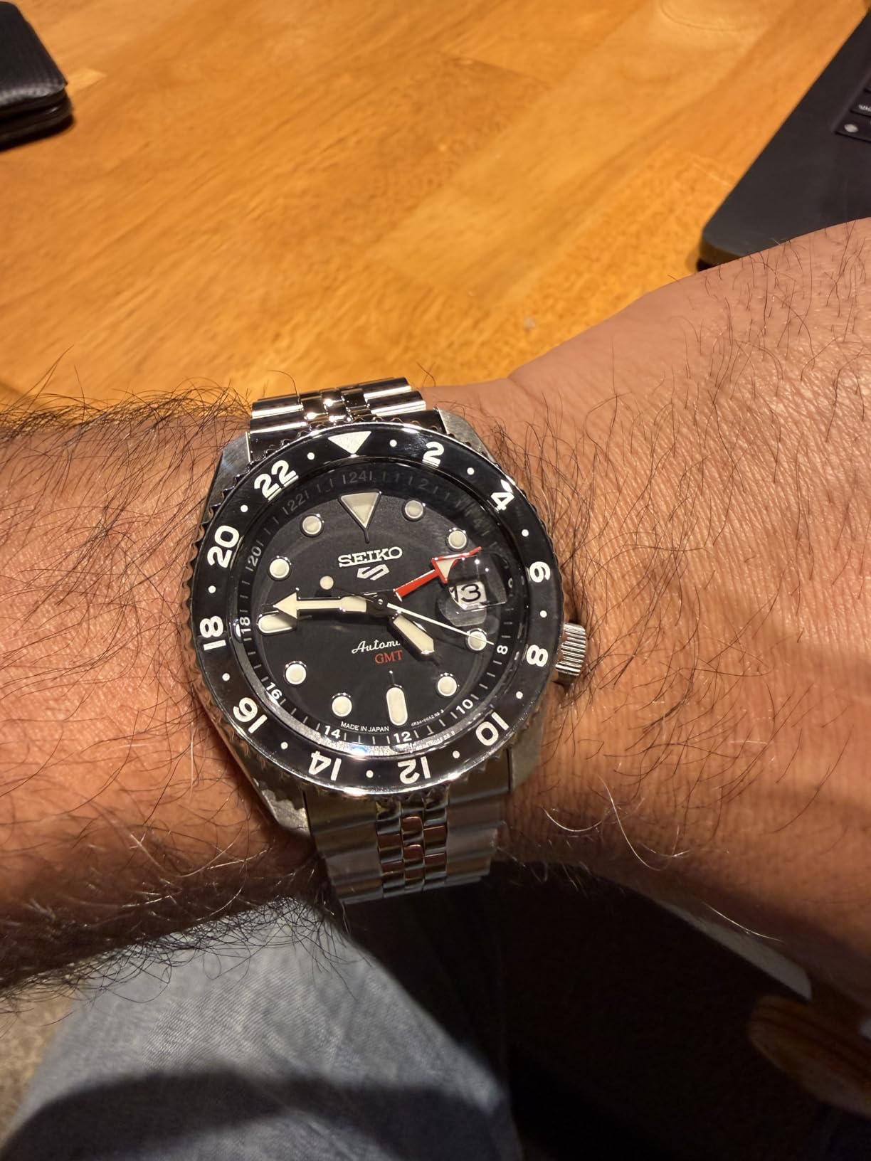 SEIKO SSK001 Automatic Watch for Men - 5-Sports - Black Dial with Date Calendar and Luminous Hands & Markers and Black & Gray GMT Bezel, 100m Water-Resistant customer photo 2