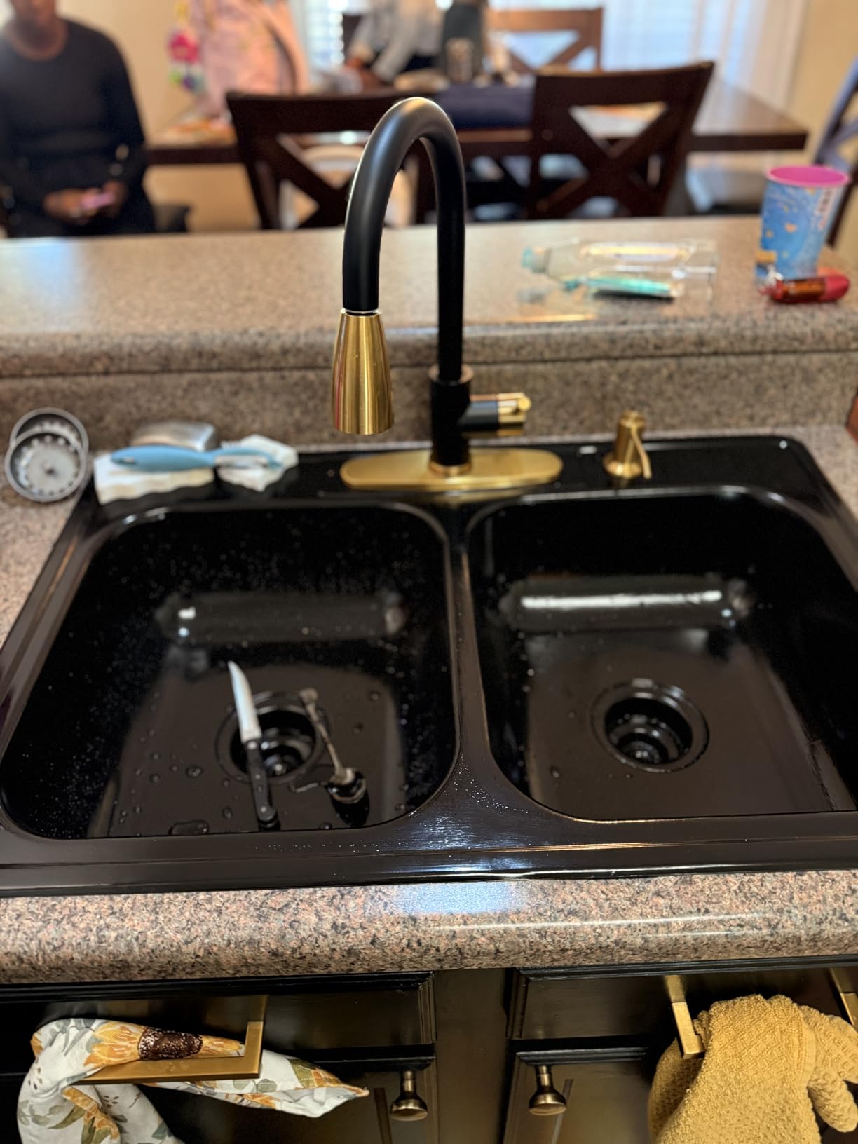 WOWOW Kitchen Faucet with Soap Dispenser: 304 Stainless Steel Kitchen Sink Faucet with Pull Down Sprayer 3 Modes, Single Handle High Arc Mixer Taps for Sink, RV, Laundry, Bar (Brushed Nickel) customer photo 1
