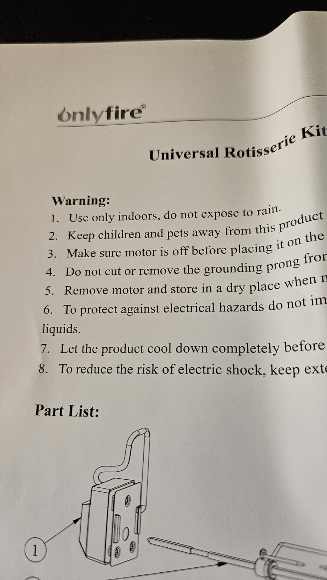 onlyfire Universal BBQ Grill Rotisserie Kit for Most Gas Grills | Include 110V 4W Electric Motor, 4-Prong Meat Forks and 28