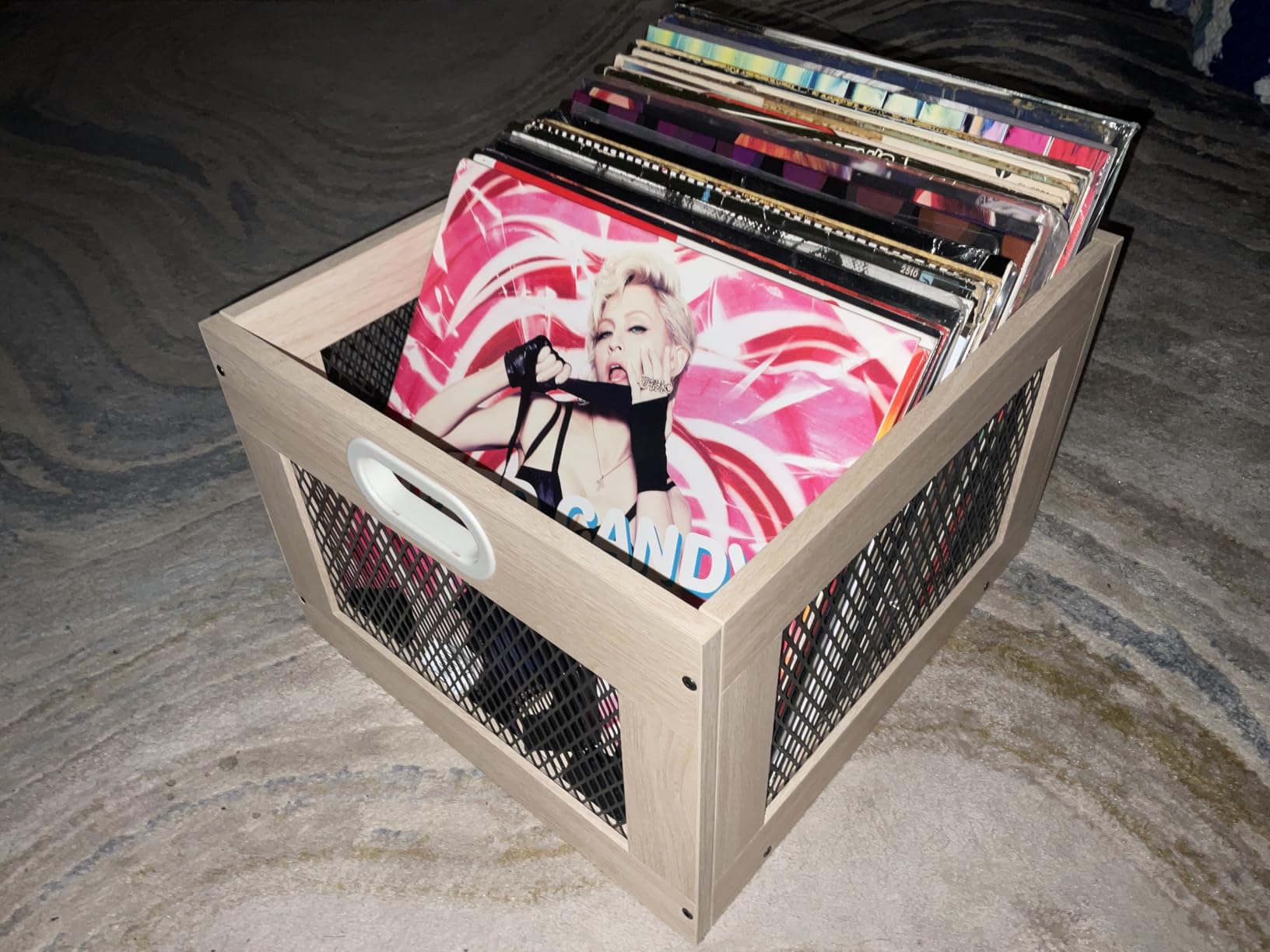 3IngSeagulls Vinyl Record Storage Crate Wooden Record Holder, Classic Cube Record Organizer Storage 100+ Records, Brown Color Vinyl Record Holder for Albums Super Easy to Assemble customer photo 1