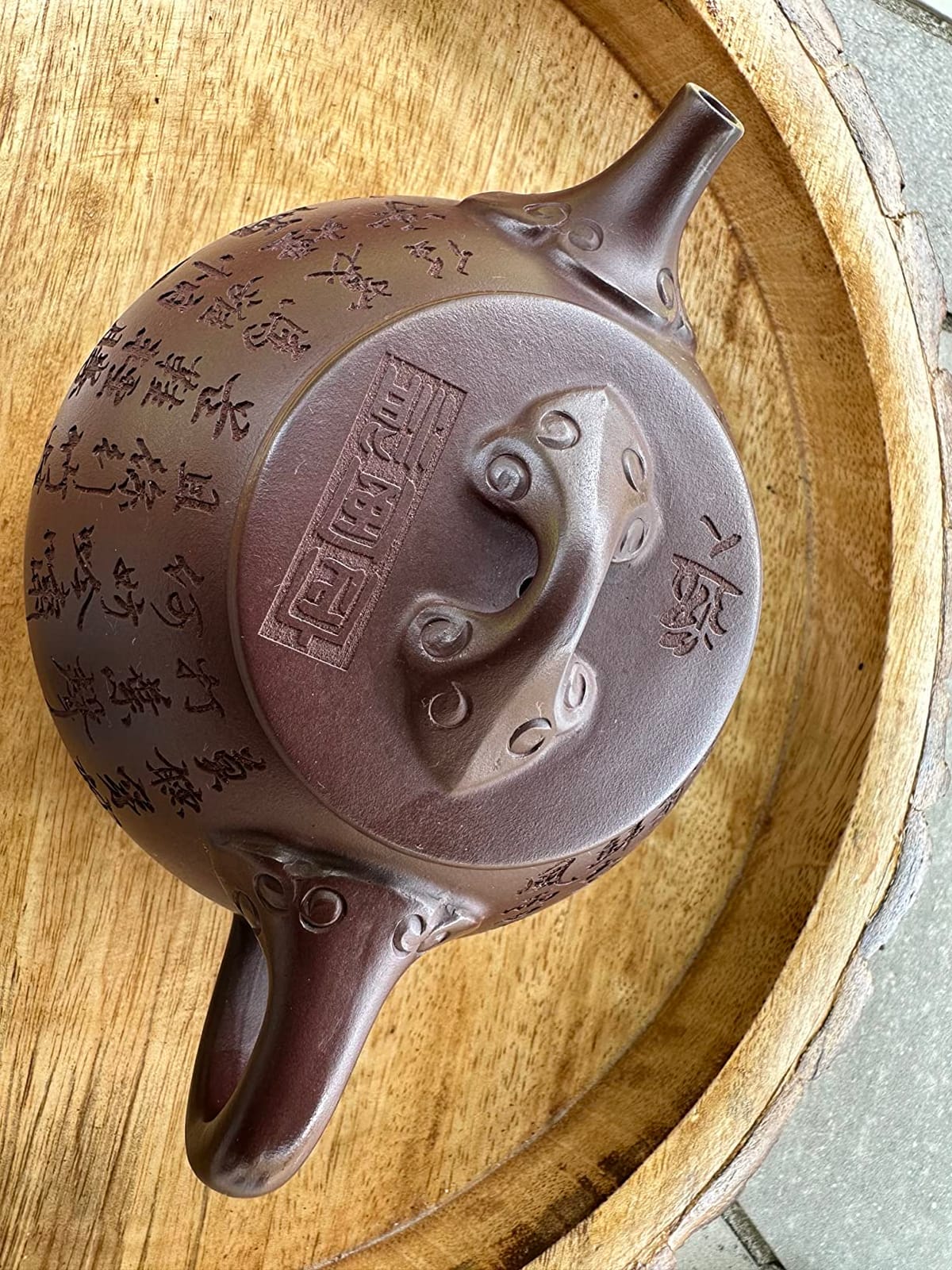 Zisha Teapot, Chinese Yixing Clay Handmade Teapot 8.9 Oz, Infuse Brew Kung Fu Loose Leaf Tea Maker - ruyi Shipiao, Purple Clay customer photo 1