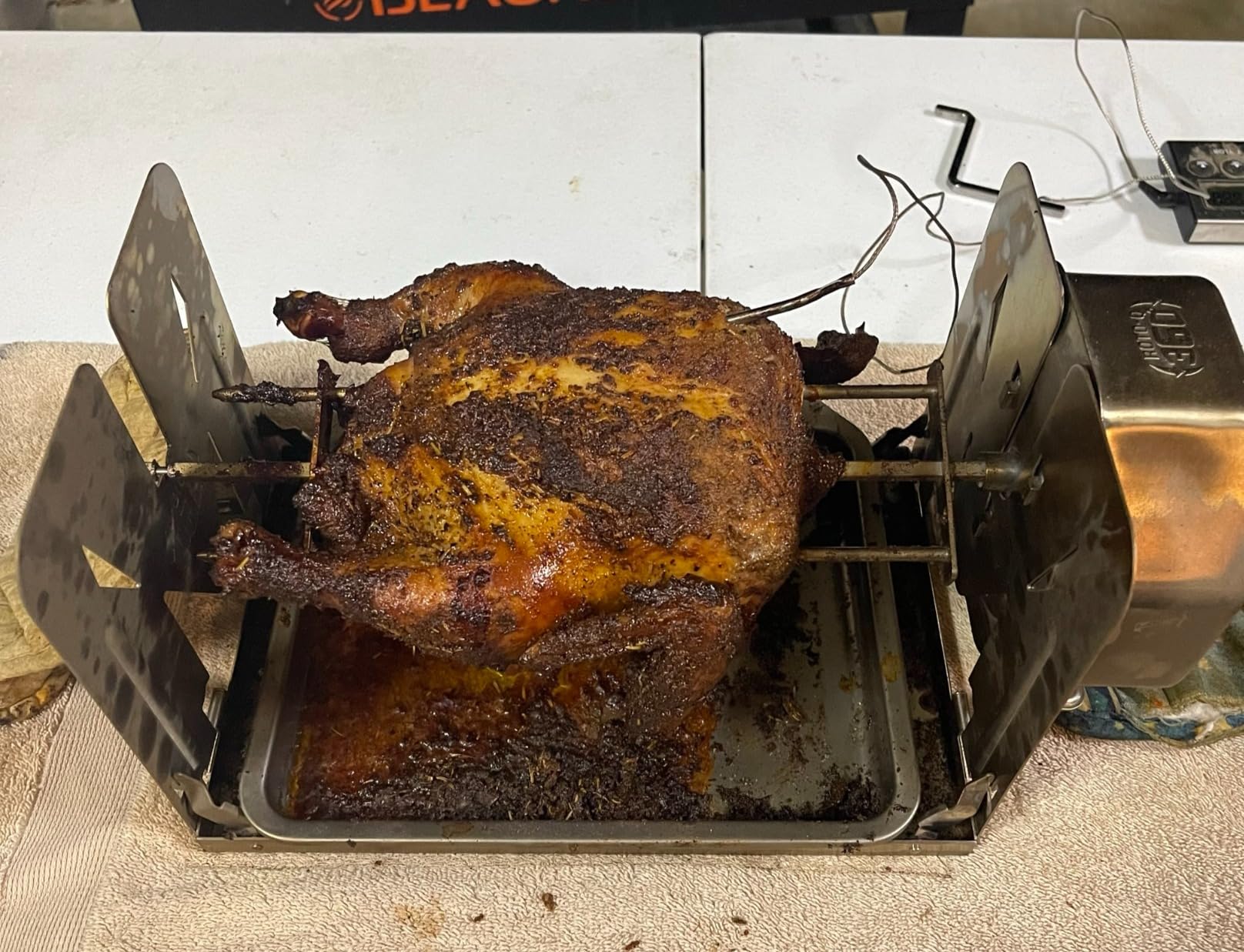 ROTO-Q 360 Family Rotisserie Kit - Non-Electric Wind-Up Spit Roaster with Tumble Basket, Flat Cage, Skewer Set & Mat for Grill, Oven, Smoker, Portable BBQ Cooking, Tailgating, or Camping Use customer photo 1