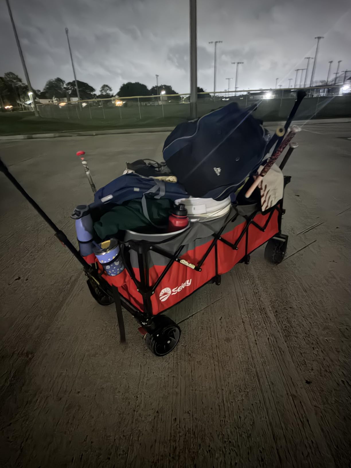 Sekey 300L Extended Collapsible Wagon, 660 lb Capacity, 48 in Long | Extra-large foldable wagon cart with 48 in extended cargo bed, 300L capacity, cup holders and all-terrain wheels with brakes. customer photo 1