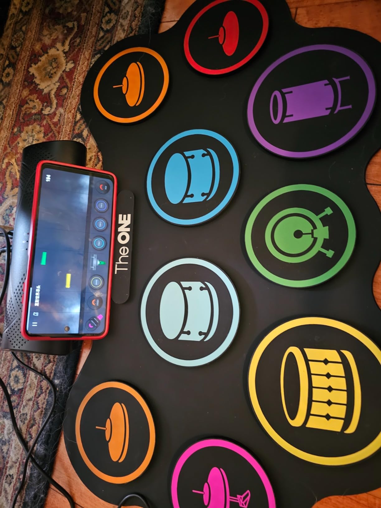 The ONE Electronic Drum Set 9 Pads Roll Up Drum Kit With Free App, Dual Built-in Speakers, Drum Sticks Pedals, Bluetooth MIDI customer photo 1