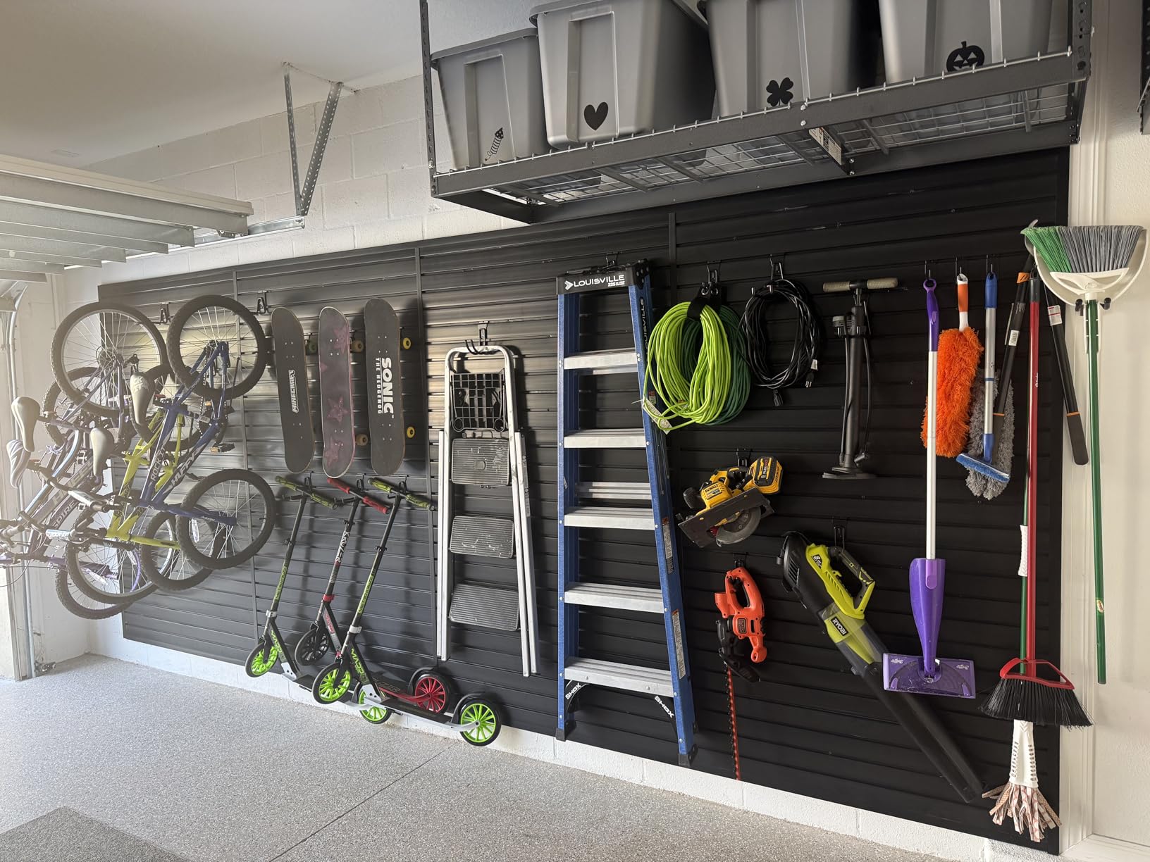 FRAYSCENT Slat Wall Paneling Garage Wall Organizer, Slatwall Panels (Black, 8ft x 4ft) customer photo 2