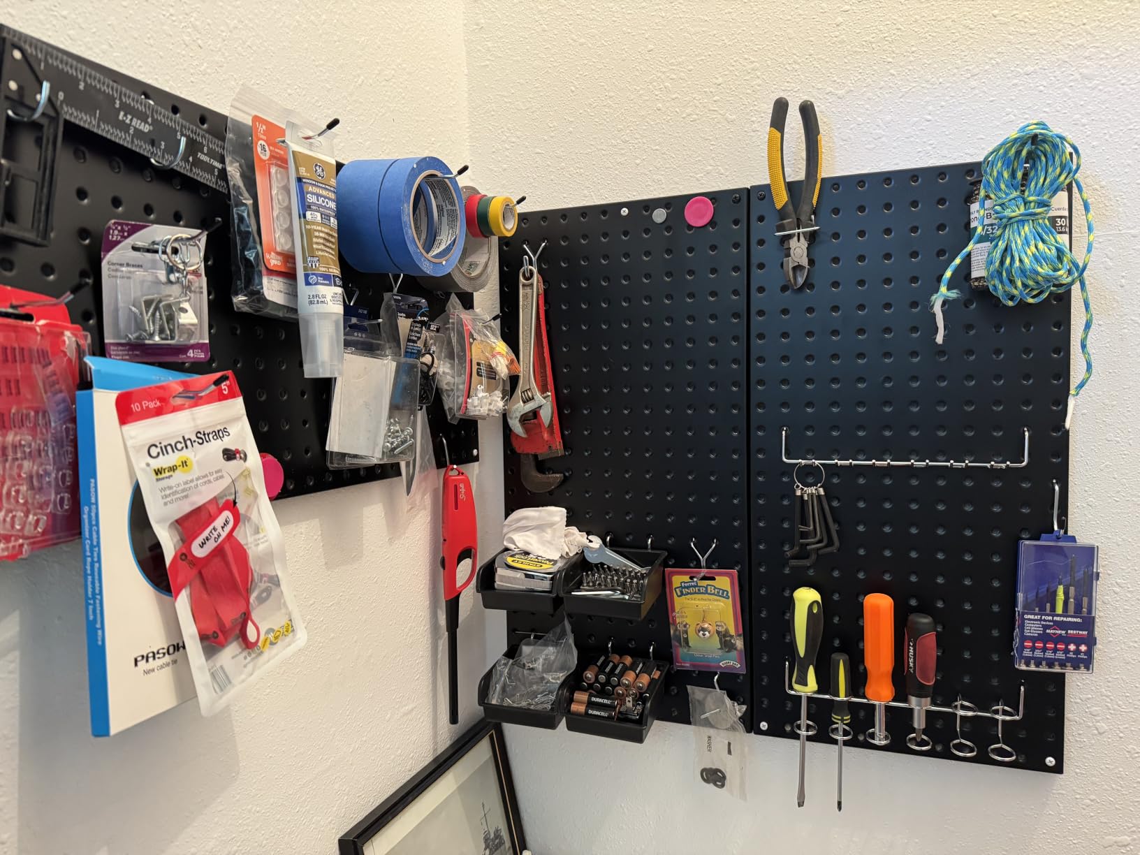 Ultrawall Metal Pegboard Wall Panels, Heavy Duty Pegboard Tool Storage Kit, Black 4 Pcs customer photo 2