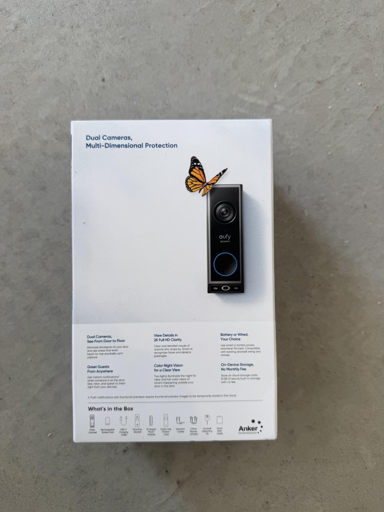 eufy Security Video Doorbell E340, Dual Cameras, 2K FHD, No subscription, head-to-toe view, wireless or wired, color night vision, two-way talk, AI motion/package detection, 8GB customer photo 1