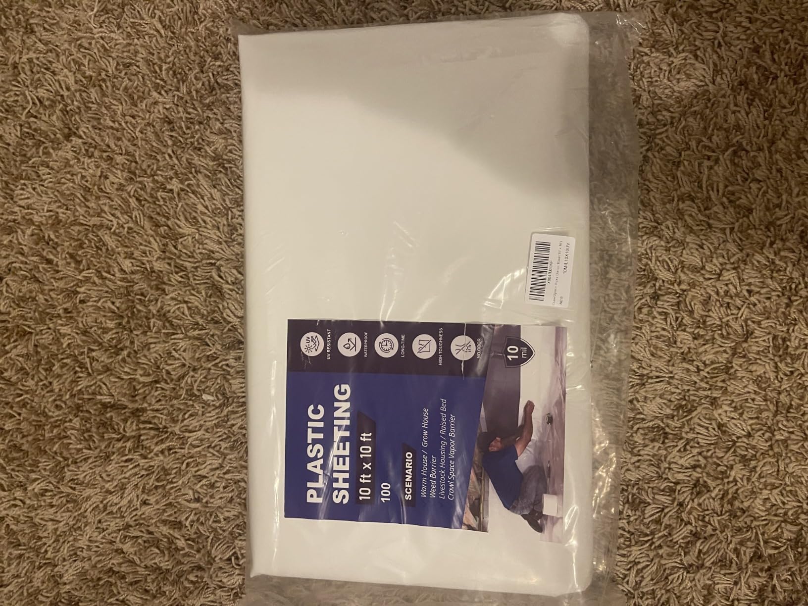 Crawl Space Vapor Barrier, 10Mil Film, 10' x 100', Drop Cloth Vapor Barrier Covering for Crawl Space Encapsulation, Thick Plastic Sheeting, Black and White Panda Film, Heavy Duty Polyethylene Film customer photo 2