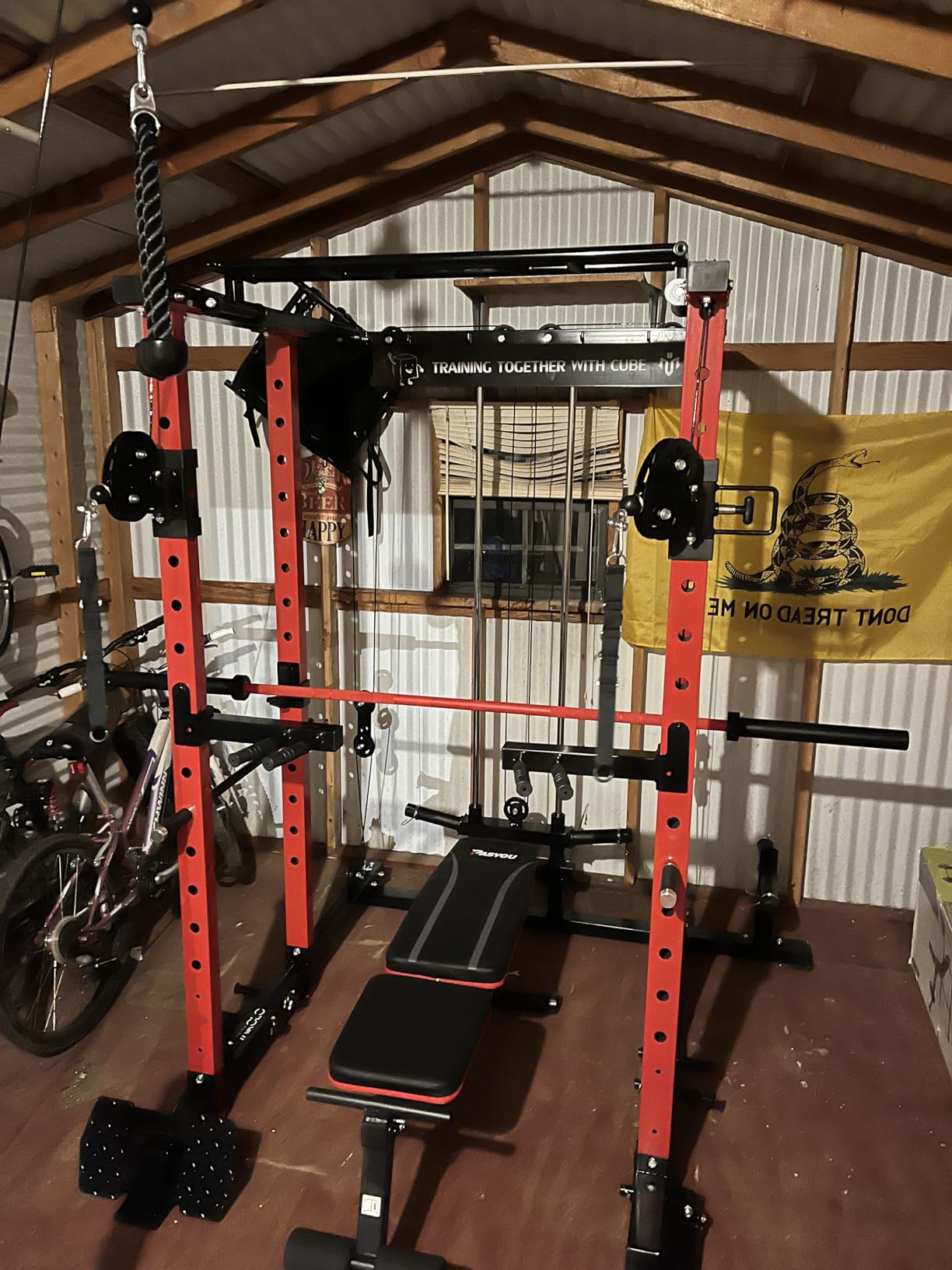 Mikolo Power Cage, Power Rack with Cable Crossover System, 1500LBS Squat Rack with LAT Pull Down System, Workout Cage with Pulley System for Fitness Home Gym customer photo 1