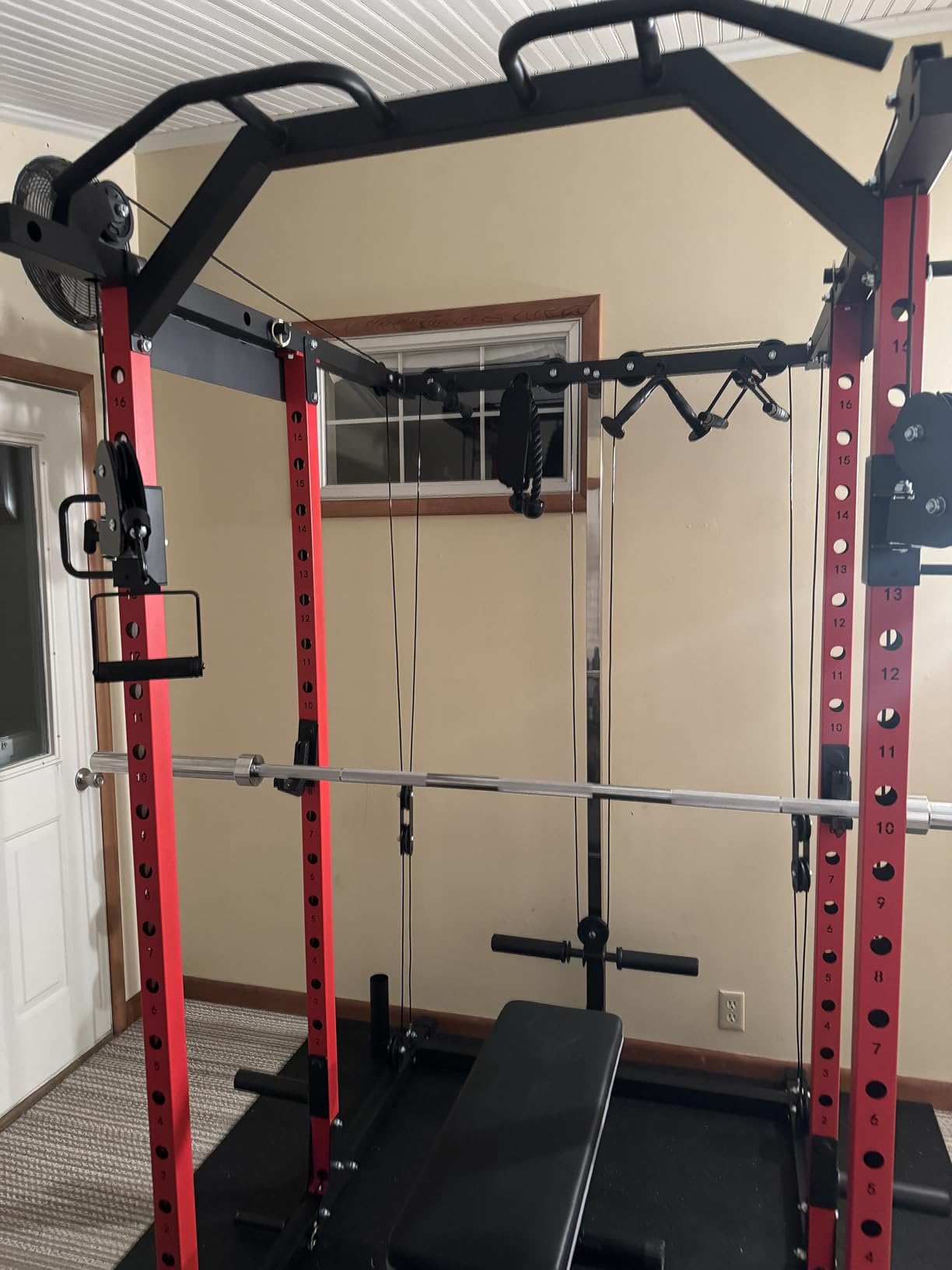 Mikolo Power Cage, Power Rack with Cable Crossover System, 1500LBS Squat Rack with LAT Pull Down System, Workout Cage with Pulley System for Fitness Home Gym customer photo 2