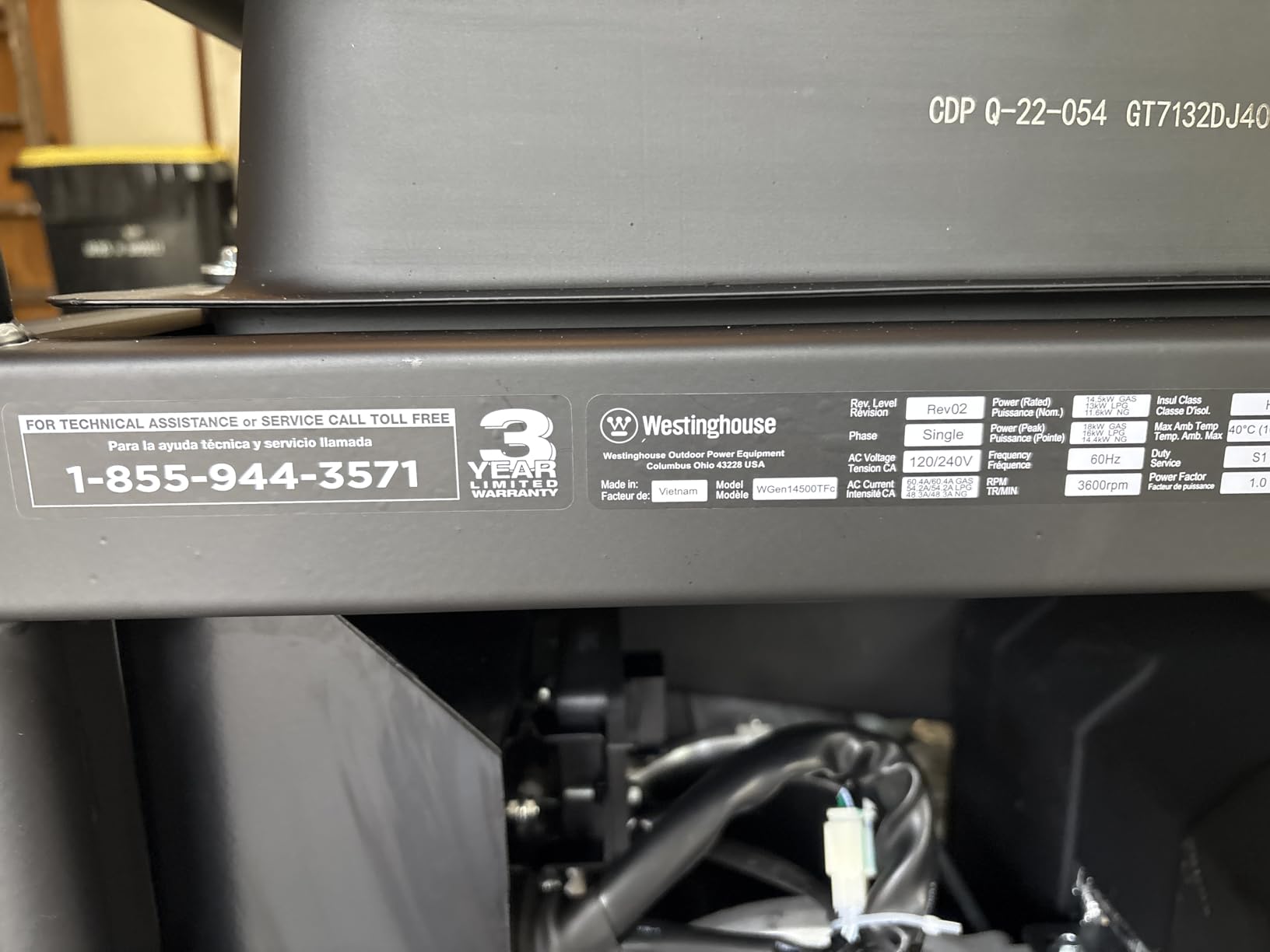 Westinghouse 18000 Peak Watt Tri-Fuel Home Backup Portable Generator, Remote Electric Start, Transfer Switch Ready, Gas, Propane, and Natural Gas Powered, CO Sensor customer photo 2