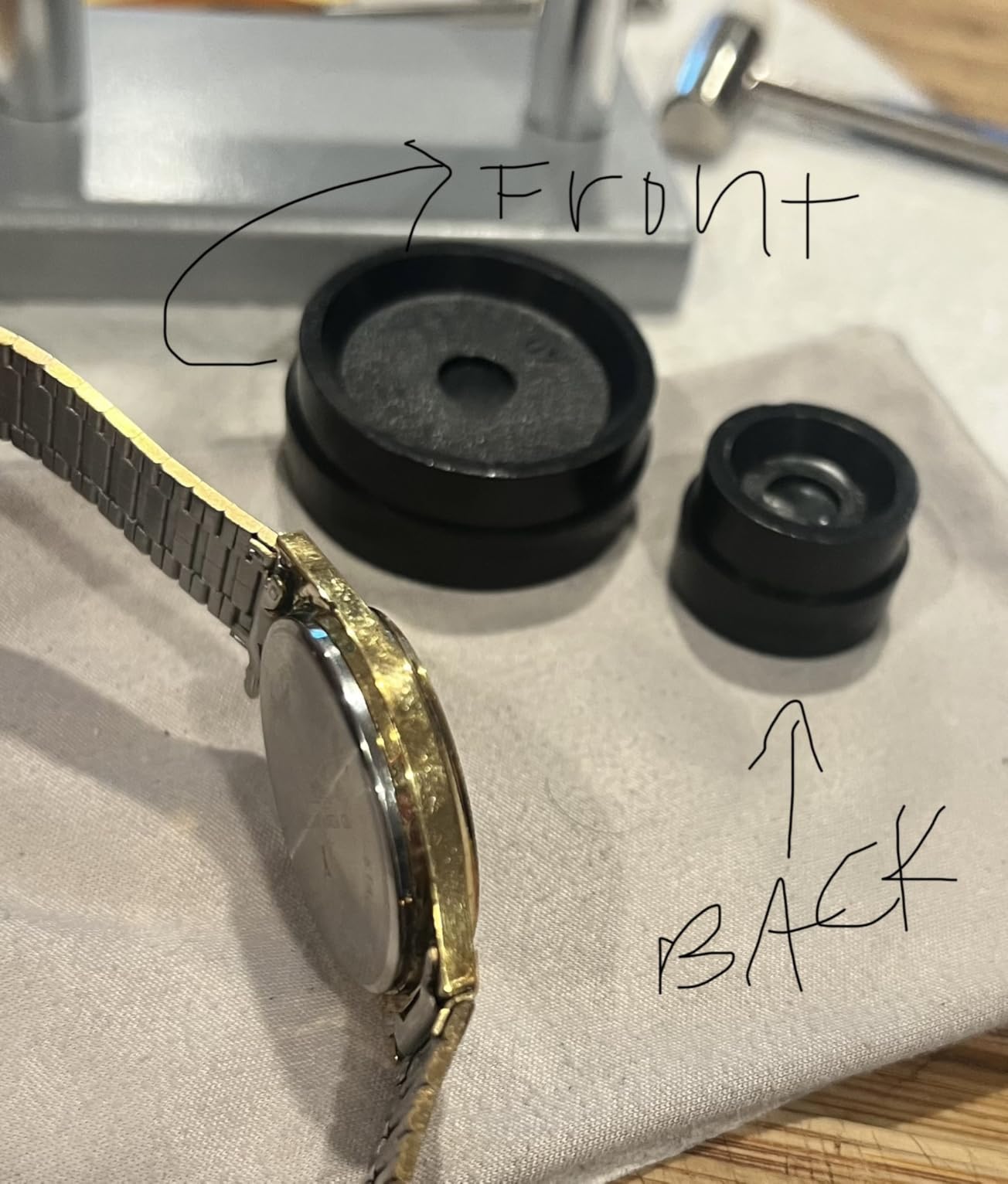 Watch Press Tool Set, Press Set Back Case Closer with 12 Molds, Watch Battery Replacement, Back Case Closer for Closing Caps, with Instructions customer photo 2