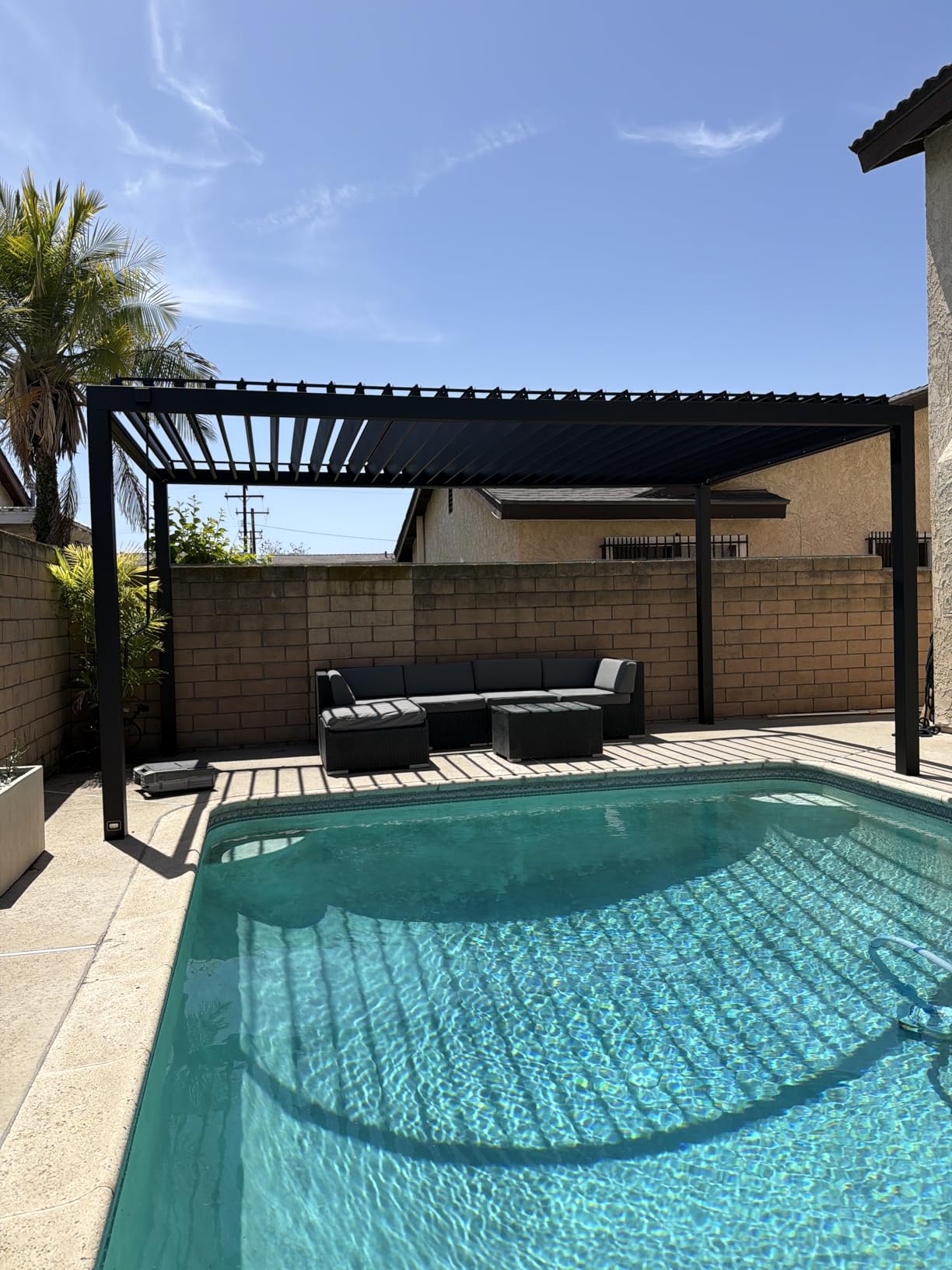 Backyard Discovery Sarasota 20' x 10' Galvanized Steel Louvered Pergola Kit with Adjustable Roof, Shade, Rain Protection, High-Wind Rating, Gutter System for Outdoor Patio, Garden, Deck, Entertaining customer photo 2