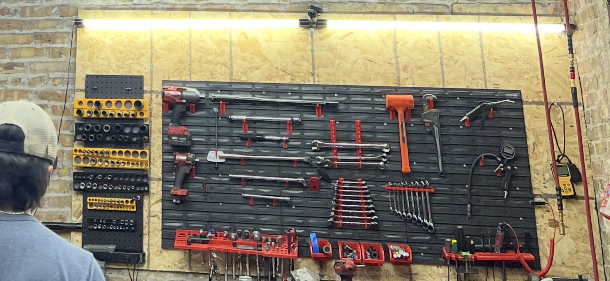 VEVOR Wall Mounted Storage Rack System, 30-Bin Parts Rack Organizer with Wall Panels, Tool Holders and Hooks customer photo 1