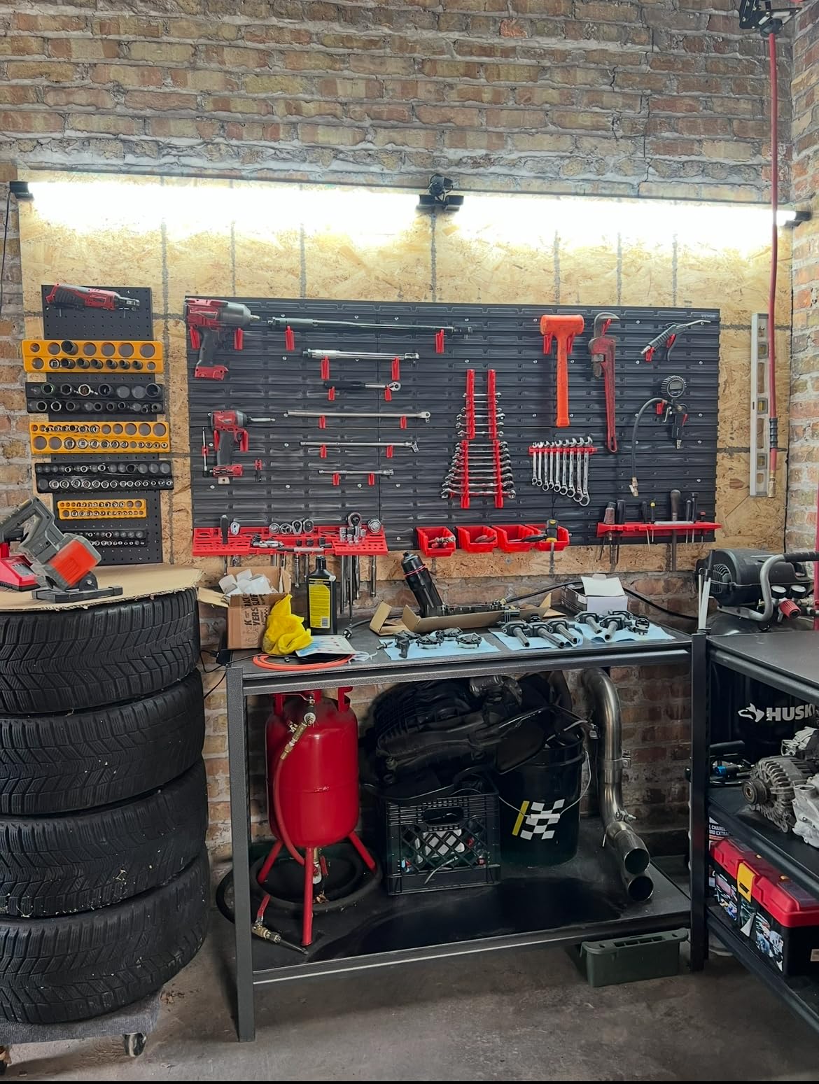 VEVOR Wall Mounted Storage Rack System, 30-Bin Parts Rack Organizer with Wall Panels, Tool Holders and Hooks customer photo 2