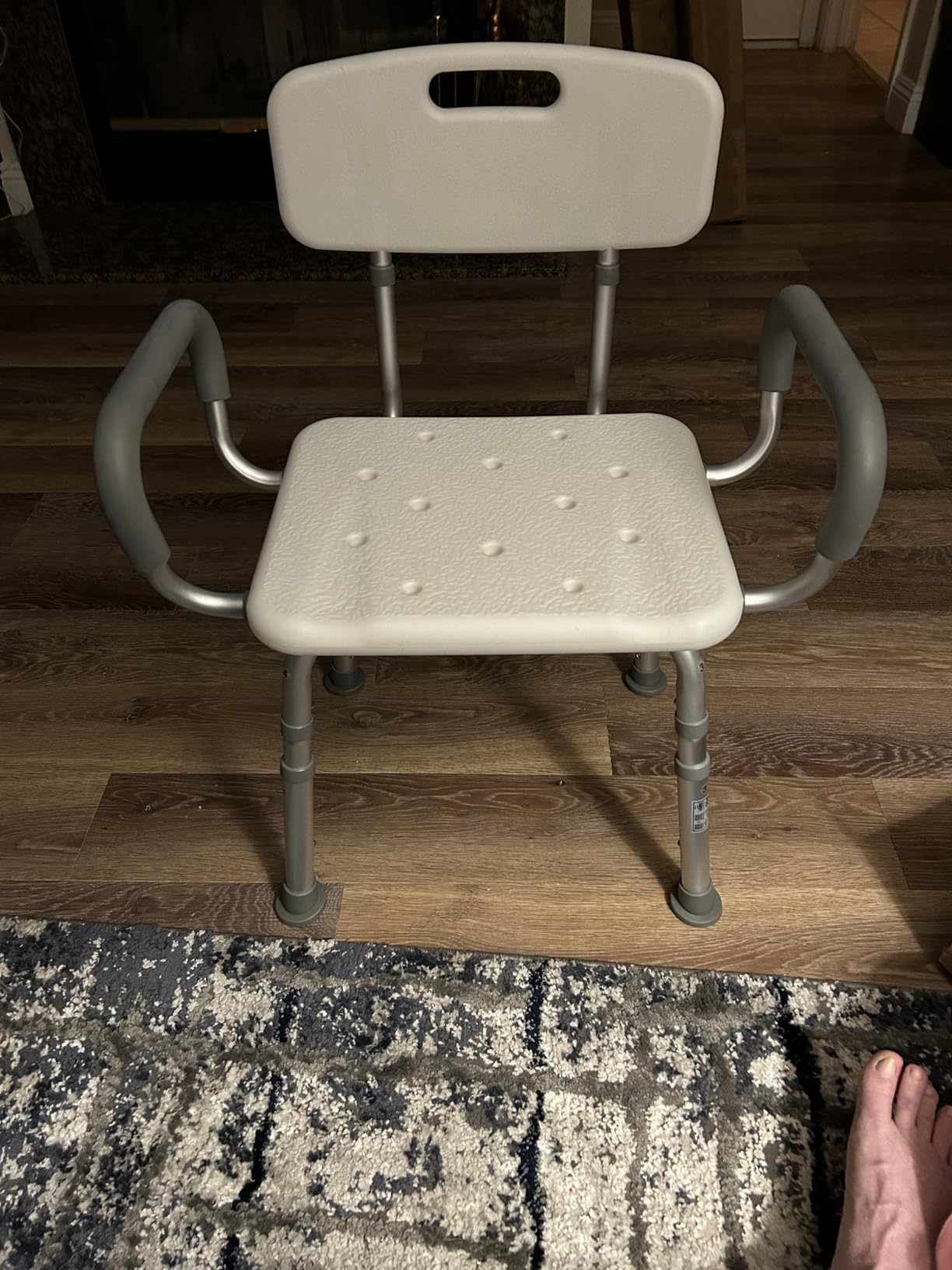 HOMLAND Shower Chair for Inside Shower with Padded Armrests and Back | Height Adjustable, Heavy Duty Shower Seat for Bathtub, Safety Bath Seat for Elderly, Adults, Handicap and Disabled, White customer photo 2