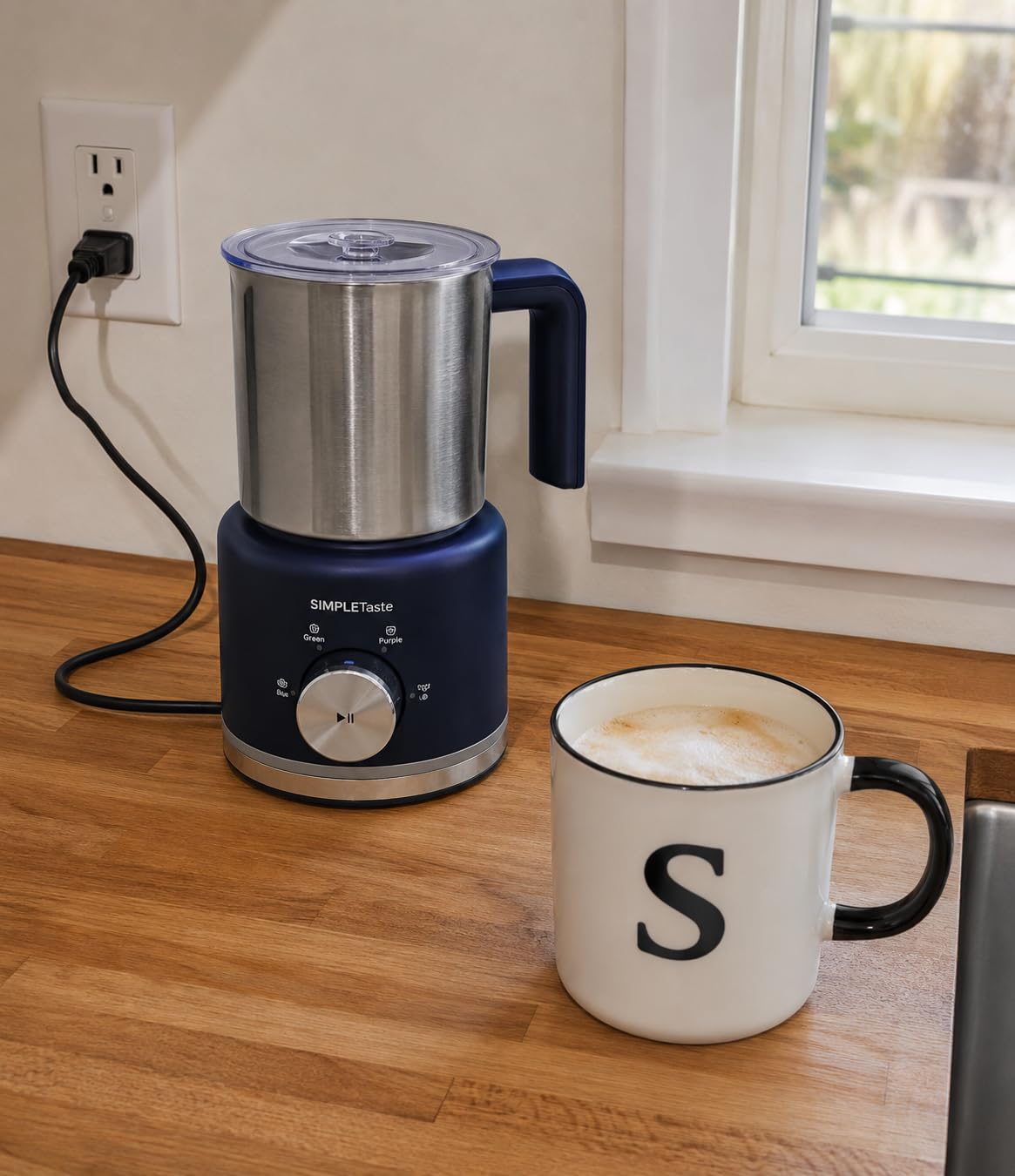 SIMPLETASTE Milk Frother, 4-in-1 Electric Automatic Milk Steamer | Warm and Cold Foam Maker and Milk Warmer for Latte, Cappuccino, Macchiato, Hot Chocolate customer photo 1