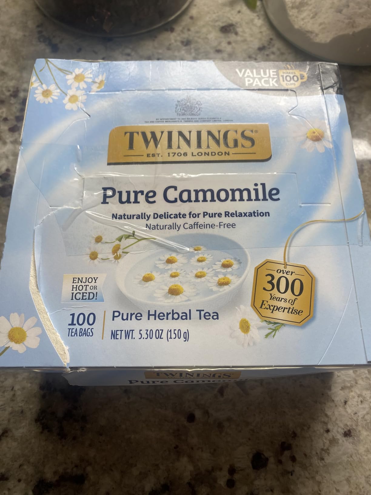 Twinings Pure Camomile Herbal Caffeine-Free Tea Bags, 100 CT Box | Floral & Delicate For Pure Relaxation customer photo 1