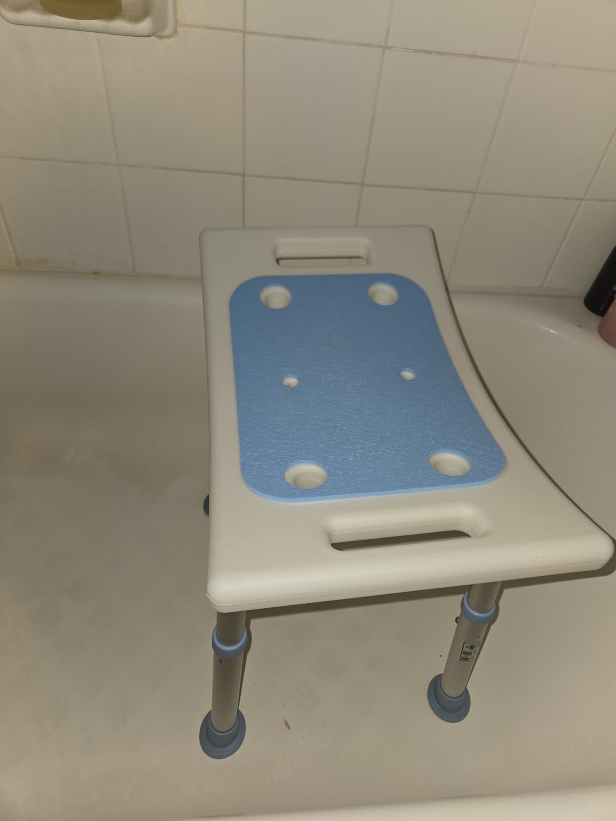 HOMLAND Shower Chair for Inside Shower, Adjustable Height Shower Stool | Shower Seat for Inside Tub Bathroom Bench Bath Chair for Elderly and Disabled, Lightweight Aluminum Frame - Light Blue customer photo 1