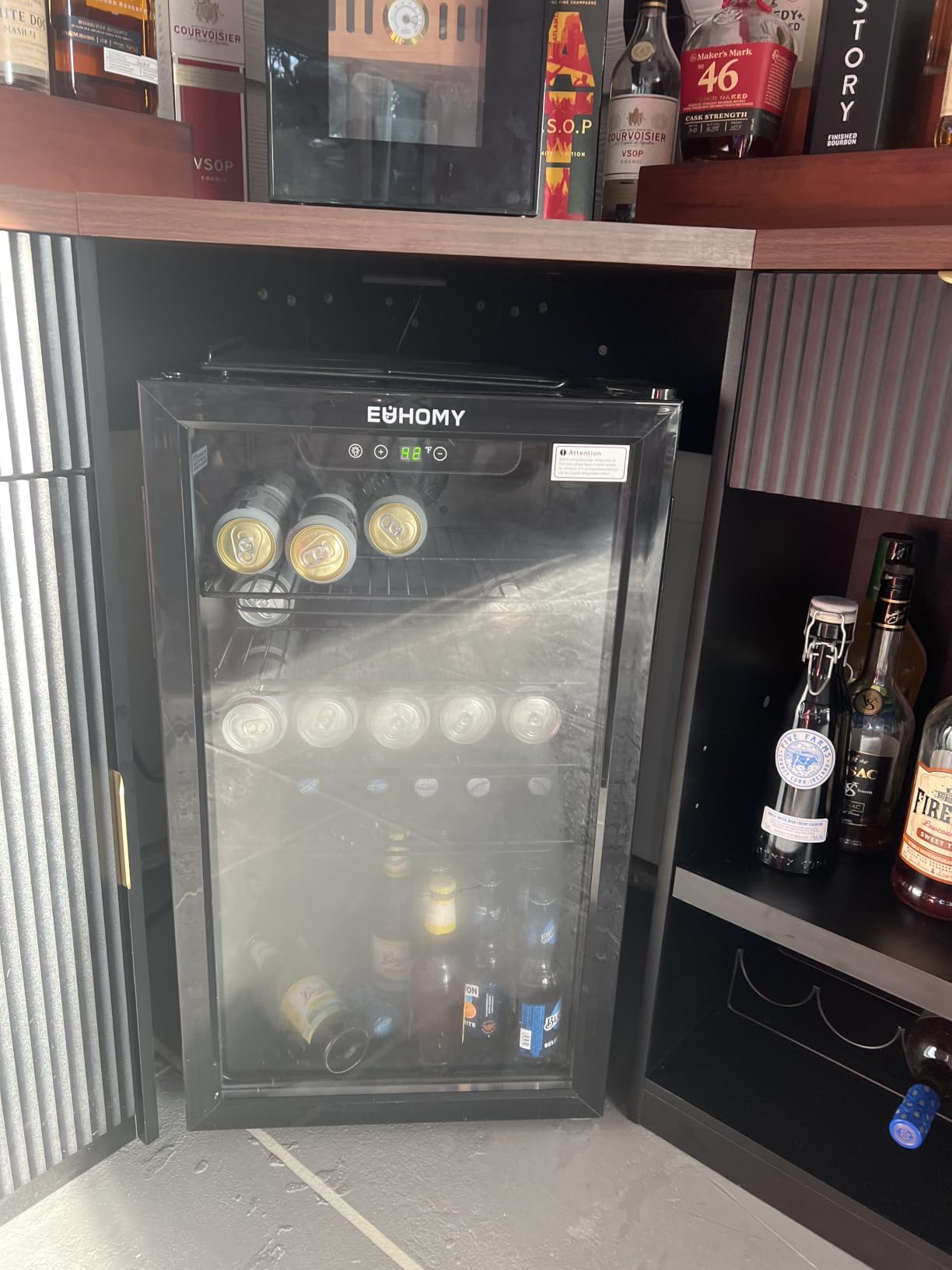 EUHOMY 145 Can Mini Fridge, 4.5 Cu.ft Beverage Refrigerator with Glass Door | 32°F to 61°F, Compressor Cooling, Digital Temperature Control, Adjustable Shelves, LED Light, 40 dB, Home Office Bar Use customer photo 2