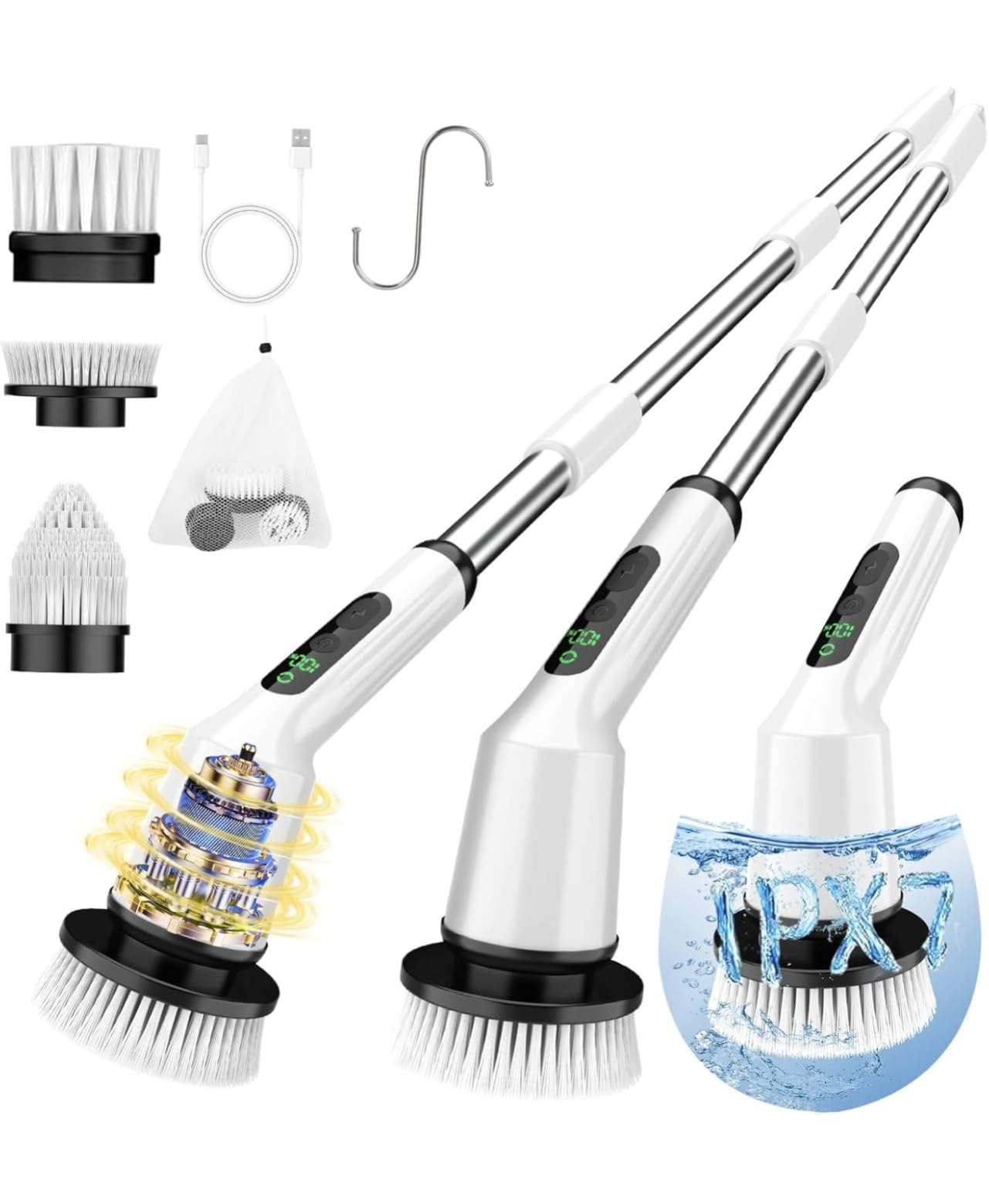 Electric Spin Scrubber for Bathroom, Shower Scrubber with Long Handle | Shower Cleaner Brushes, IPX7 Waterproof & 2 Speed, 3 Brush Heads, 90min Runtime, Bathroom Cleaning Supplies for Toilet Tub customer photo 1