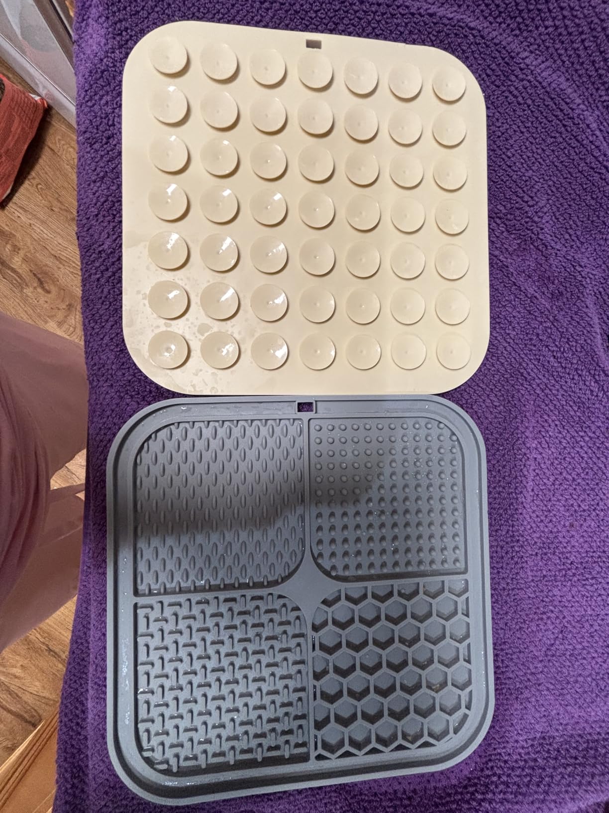 ChefAide 2 Pack Lick Mat for Dogs,Cats,Upgraded 8.5×8.5 inches Licking Mats with Suction Cups,Slow Feeder Licking Pad for Anxiety Relief and Boredom Reducer,Suitable for Dog Training Set 2 customer photo 1