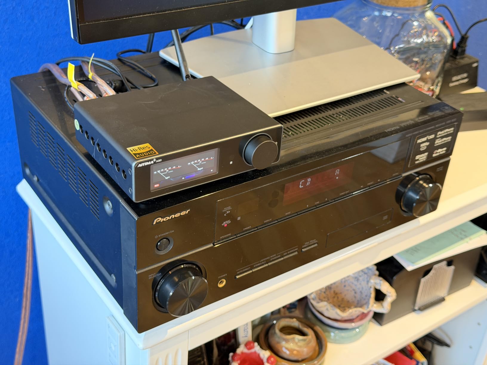 AIYIMA A80 Bluetooth Stereo DAC Amplifier TPA3255, PFFB & Digital VU Meter | USB Coax Opt & TRS Balanced Input, Pre-Out, 12V Trigger, Tone & Remote, Hi-Res ESS9038Q2M Integrated Amp for 2.0/2.1 Home Theater customer photo 1