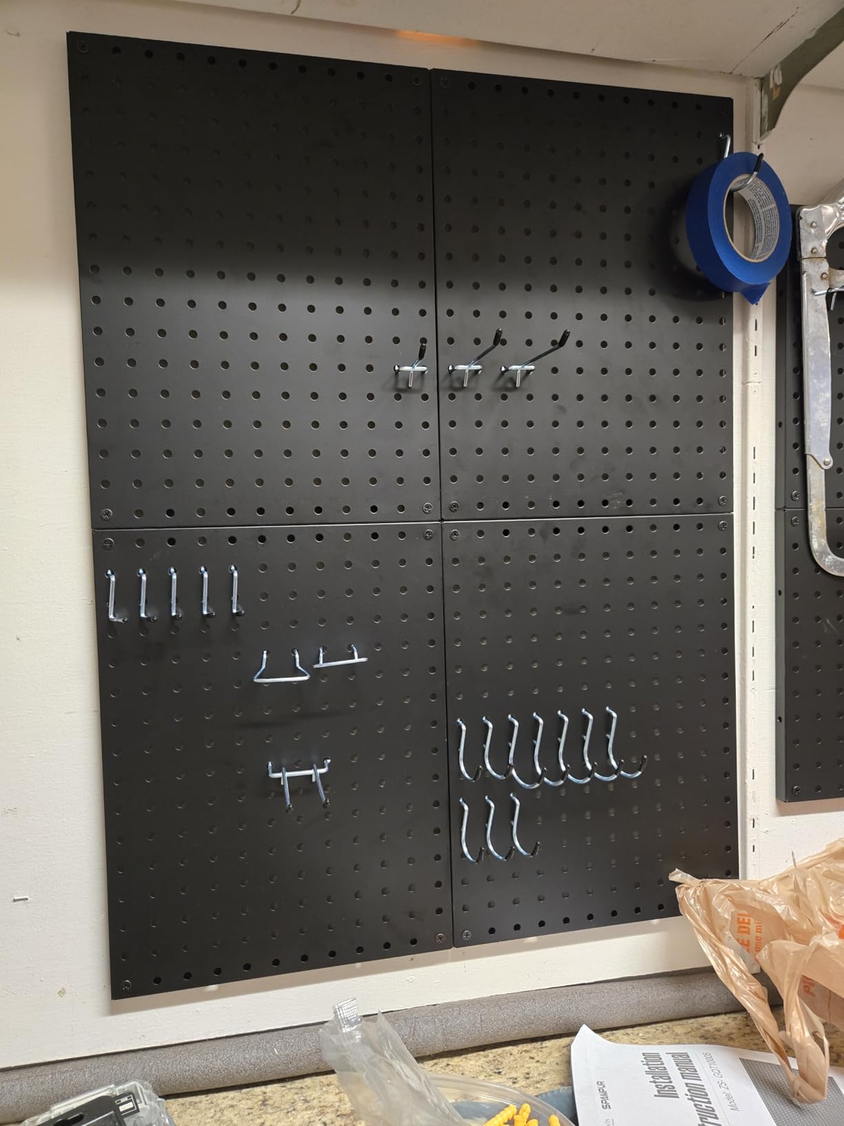 Spampur Peg Board, 4 Pack Metal Pegboard Panels with 50 Hooks, Black Wall Organizer, Heavy Duty customer photo 1