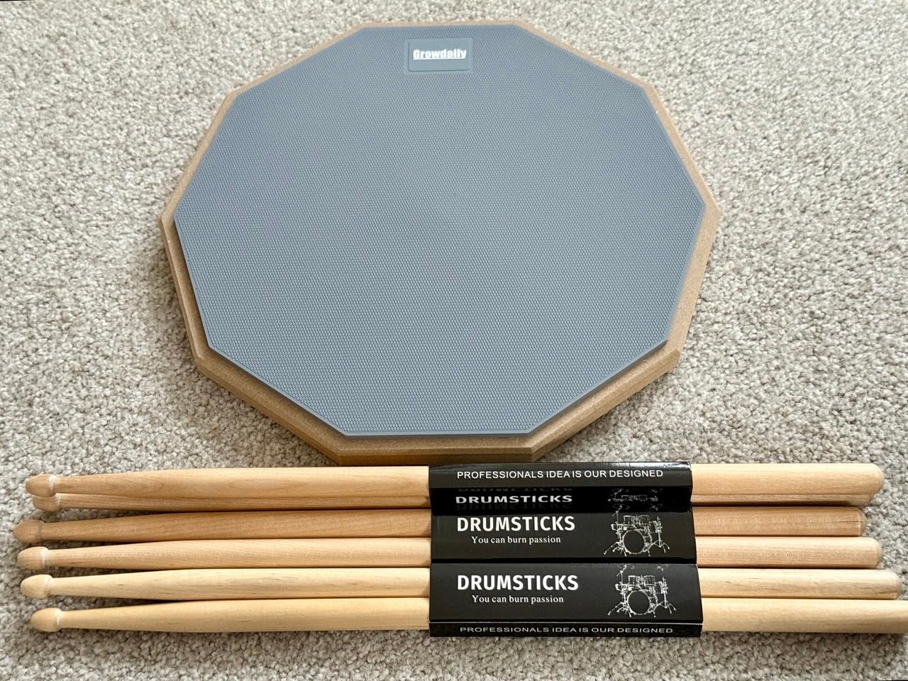 Drum Practice Pad Snare Drum Stand Set 12 In | With Double Sided Silent Drum Pad, Drum sticks, Carrying Bag Adjustable Stand (Grey) customer photo 2