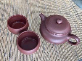 Artisan Yixing Clay Tea Set, 12.8 Oz Handmade Zisha Teapot Cups | Genuine Yixing Zisha, China Official Artist Refine, Infuse Brew Kungfu Tea Pot with 2 Cups - Fanggu, Zini Purple customer photo 1