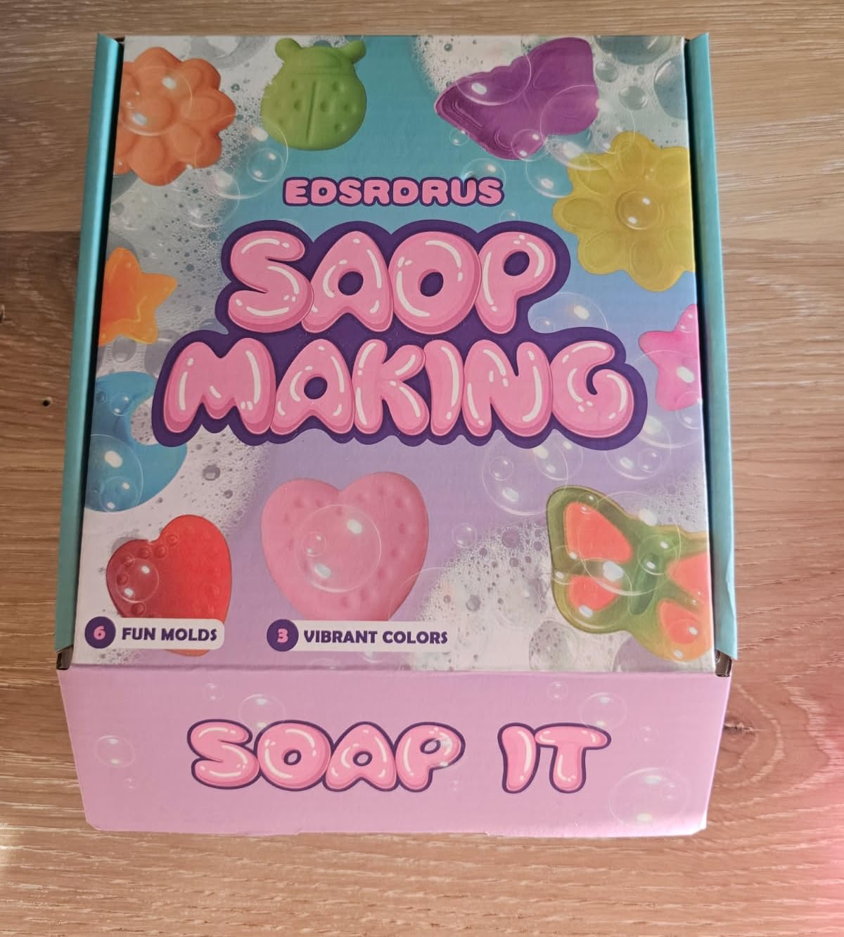 EDSRDRUS Beginner Soap Making Kit for Kids - Science STEM Activity with Glycerin Soap Base, 6-Hole Silicone Molds, Colorants, Essential Oil - Fun, Easy, Creative DIY Craft Kits customer photo 1