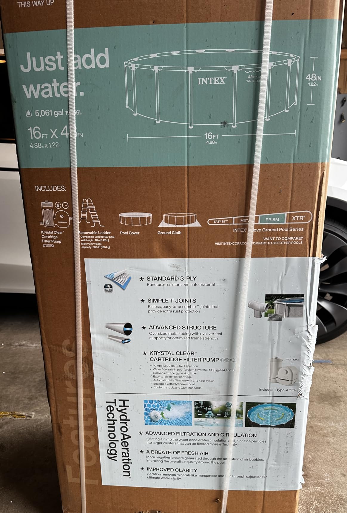 Intex 26745EP 16ft X 48in Chevron Prism Frame Premium Above Ground Swimming Pool Set with 1500 GPH Filter Pump, Removable Ladder, Ground Cloth, Pool Cover customer photo 1