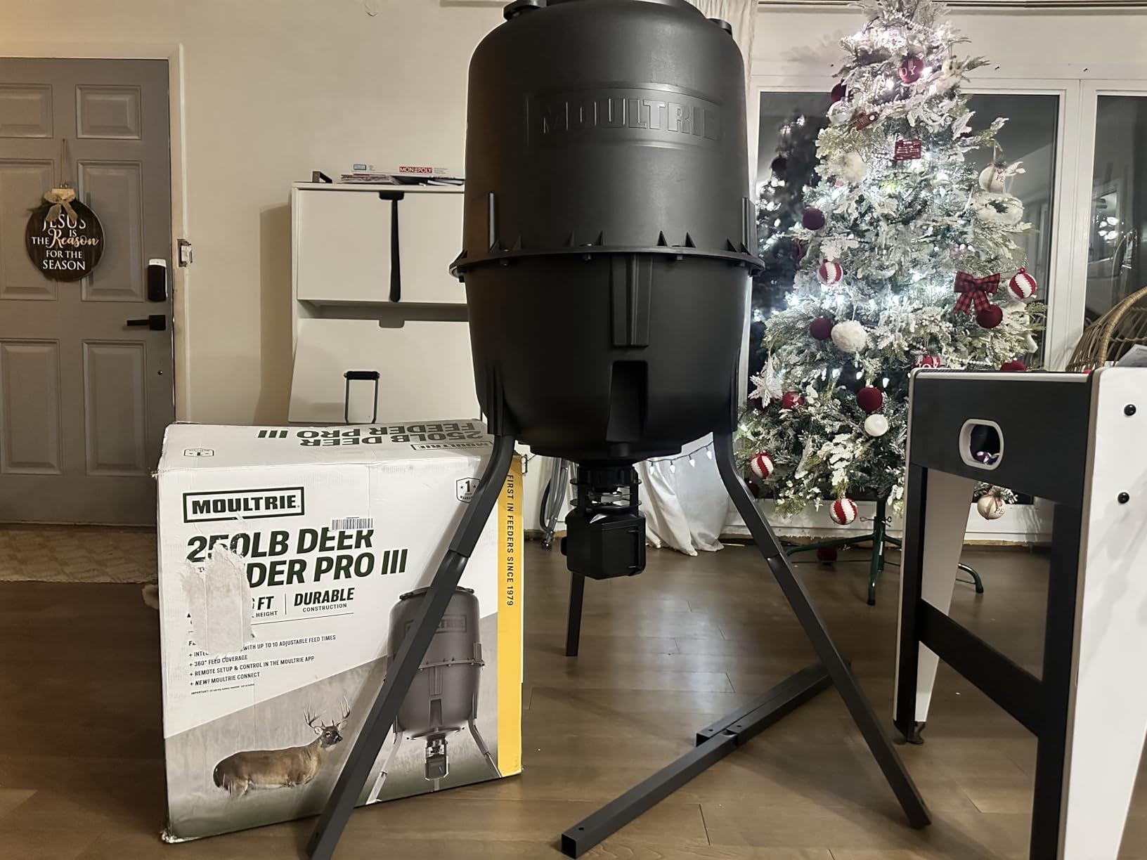 Moultrie 250 Lb Pro Hunter III Tripod Feeder - Bluetooth App Control | Bluetooth App Control, pairs with Edge 3, 10 daily feed times, large 250 lb capacity, solar ready, easy programming customer photo 1
