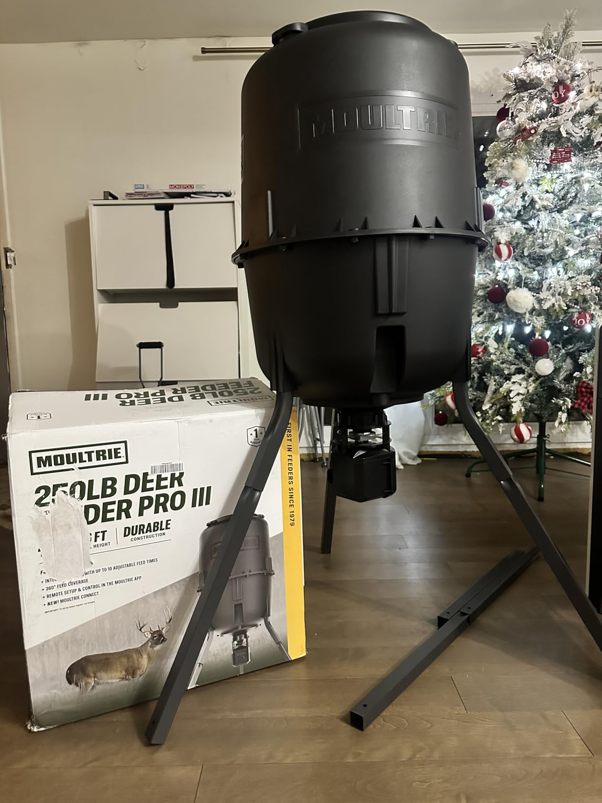 Moultrie 250 Lb Pro Hunter III Tripod Feeder - Bluetooth App Control | Bluetooth App Control, pairs with Edge 3, 10 daily feed times, large 250 lb capacity, solar ready, easy programming customer photo 2