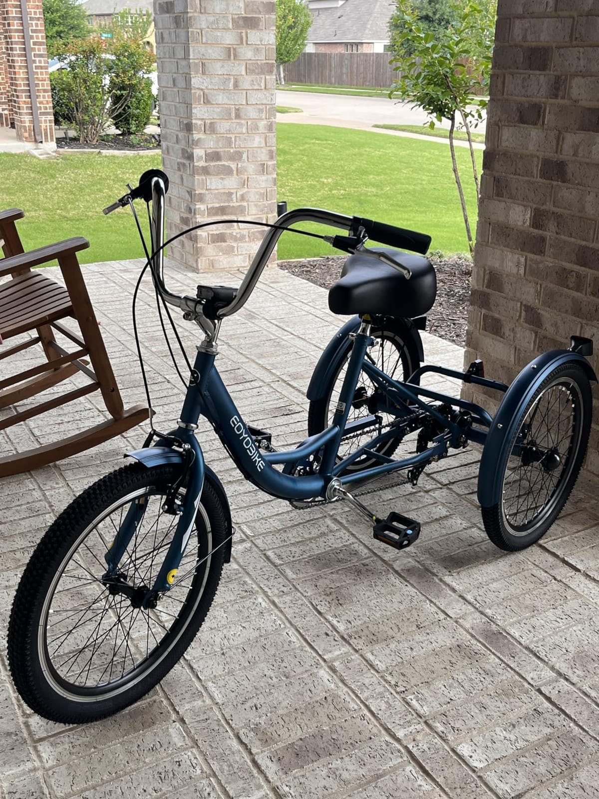 MOPHOTO Adult Tricycle, 3 Wheel Bike for Seniors Beginners, 20/24/26 Inch, 7 Speed, Low Step-Through, Large Rear Basket, 350 lbs Capacity, Wide Padded Saddle with Backrest customer photo 1