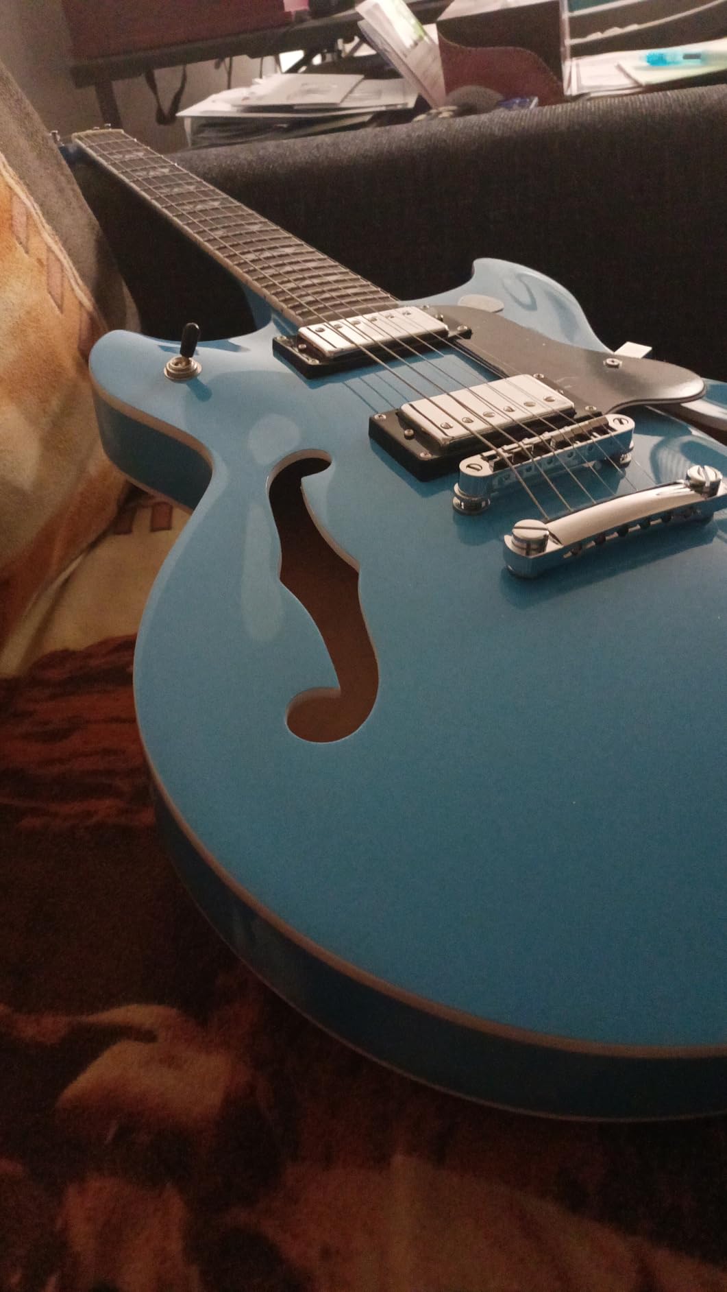 WestCreek 333 Semi Hollow Body Jazz Electric Guitar | 6 String, Alnico Humbucker Pickups, Rosewood Fingerboard, Rounded End Jumbo Frets, Full (Gold) customer photo 2