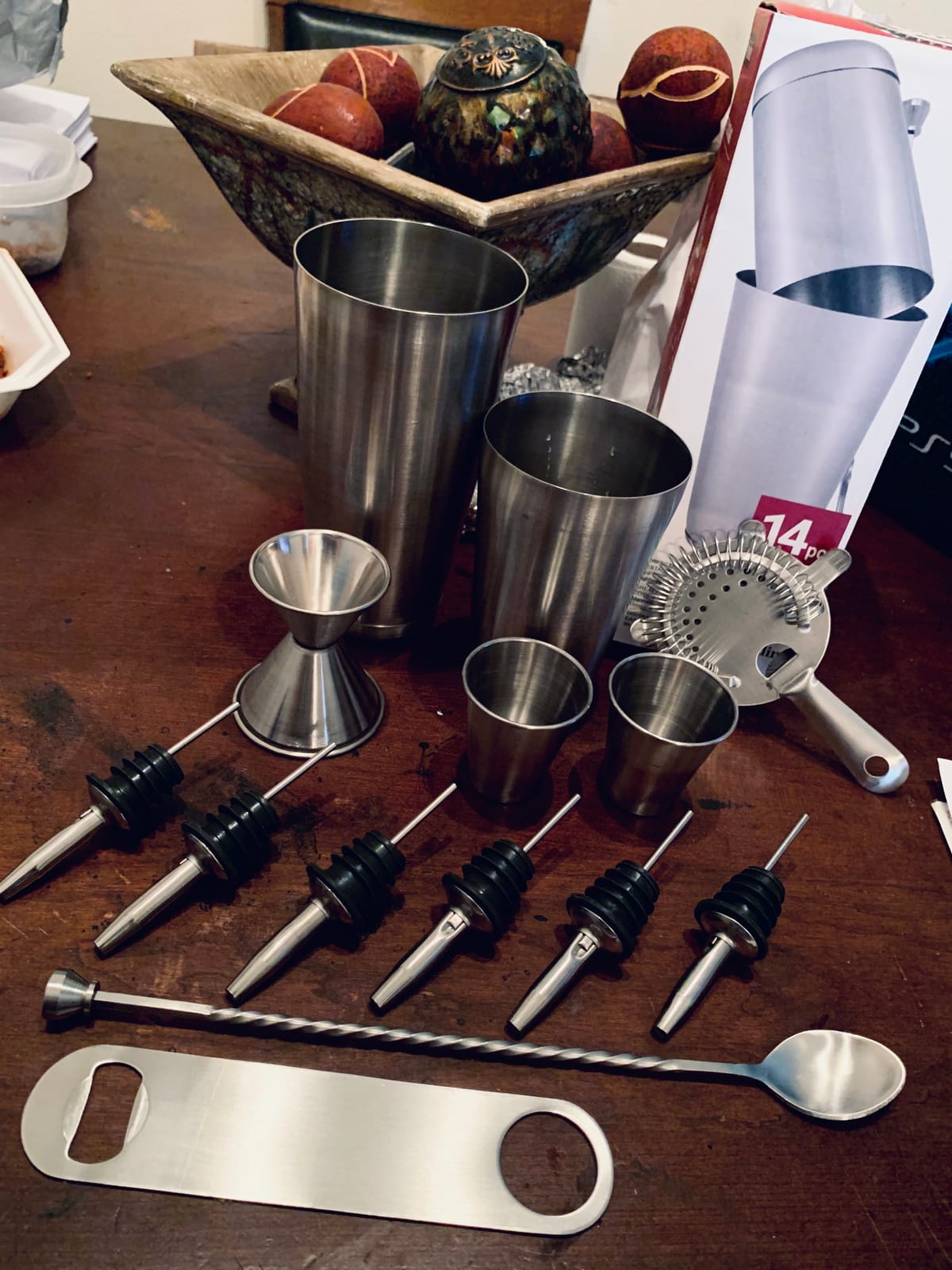FineDine Stainless Steel Bar Set Cocktail Shaker Set Bartender Kit | Mixology kit, stainless steel bar tools, shaker tins, jigger, strainer, muddler, spoon, pourers, stand, home bartending customer photo 2